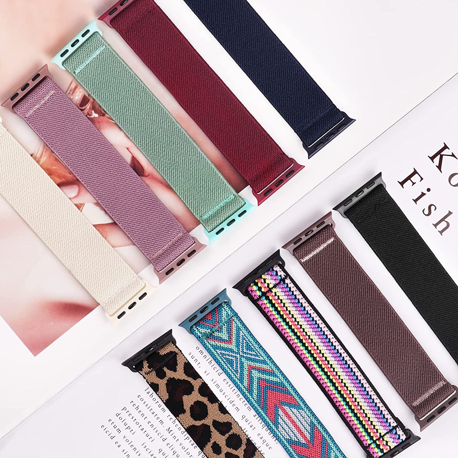 HILIMINY 10 Pack Stretchy Solo Loop Bands Compatible with Apple Watch 38Mm 40Mm 41Mm 42Mm 44Mm 45Mm 49Mm Men Women, Braided Elastic Nylon Sport No Buckles Straps for Iwatch Ultra SE Series 8 7 6 5 4 3 2 1  HILIMNY   