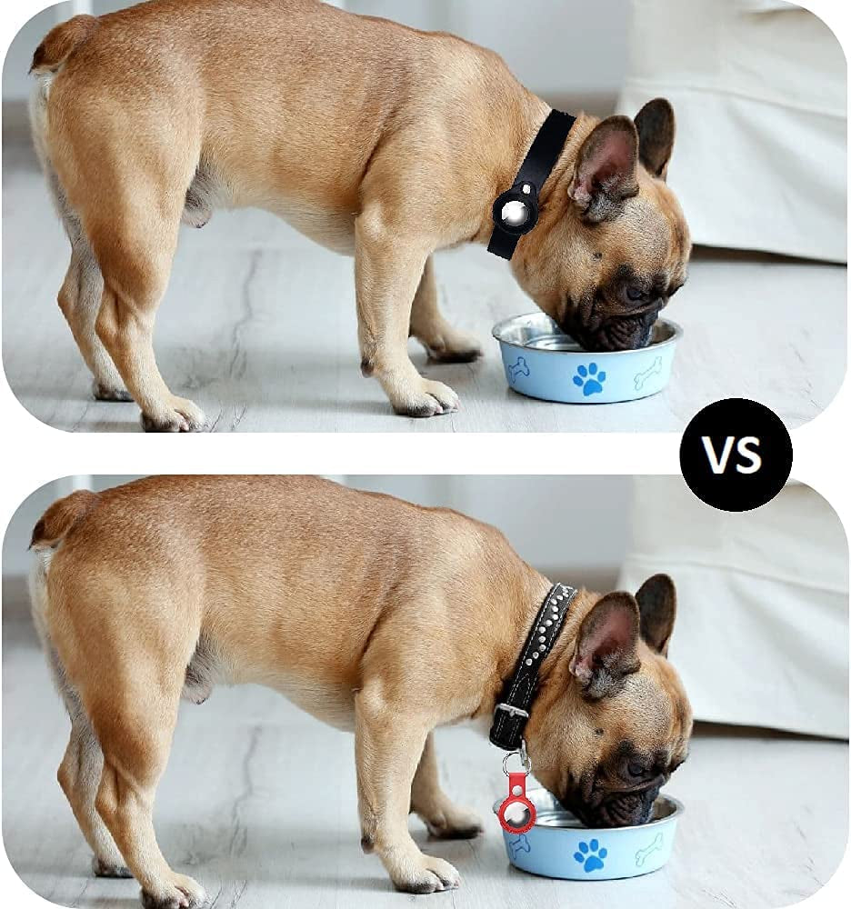 Dog Collar with Air Tag Holder, Leather Air Tag Holder Dog Collar, Adjustable Air Tag Dog Collar Holder Anti-Lost Air Tag Collar for Dogs (Black)  Jacknthe   