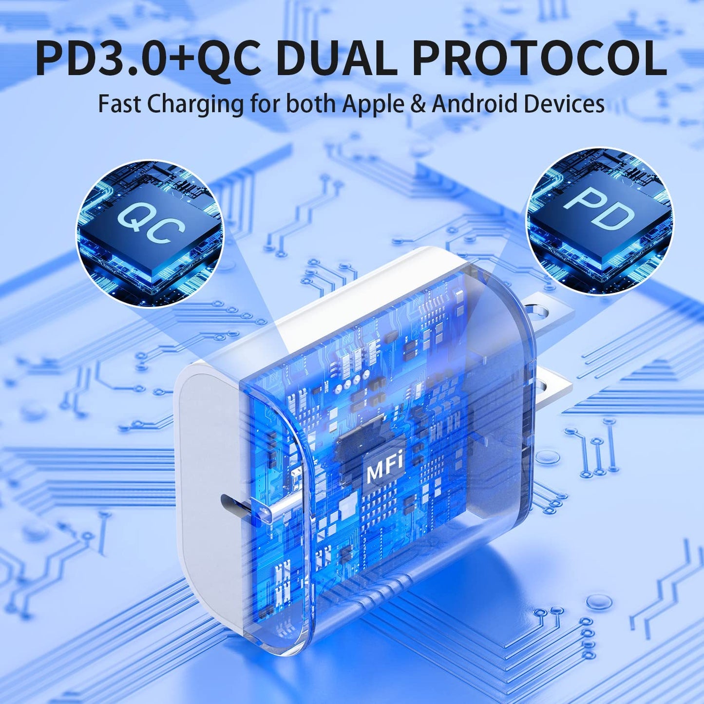 3-Pack Iphone 14 13 12 11 Fast Charger,【Apple Mfi Certified】 20W PD USB C Wall Charger 6FT Cable Fasting Charging Adapter Compatible with Iphone 14Pro/13 Pro/12/12 Pro Max/11 Pro Max/Xs Max/Xs/Xr/X/8  CQDKWG   