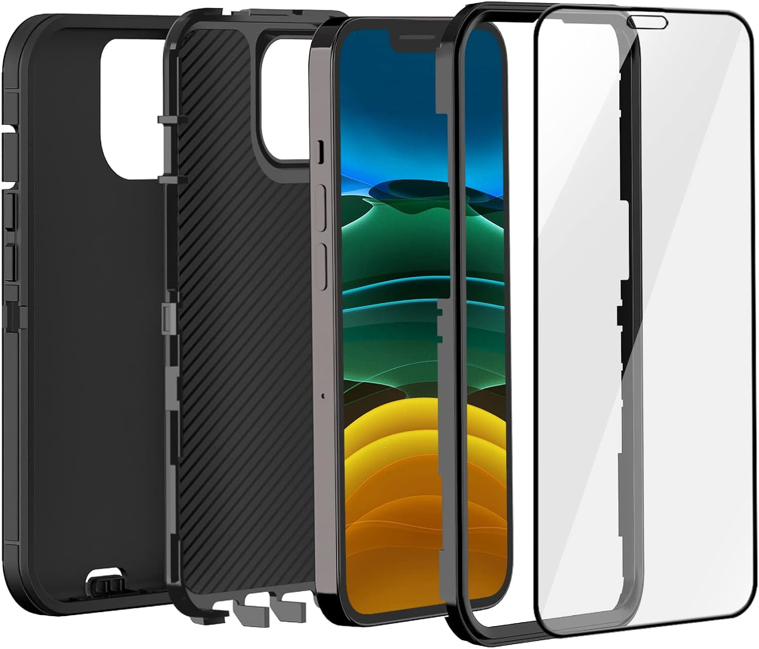 FEIYAR HOME Design for Iphone 11 Pro Max Case with 2 X Tempered Glass Screen Protector, Military Grade Full Body Drop Protective Shockproof Heavy Duty Case for Iphone 11 Pro Max 6.5 Inch (Black)  FEIYAR HOME   