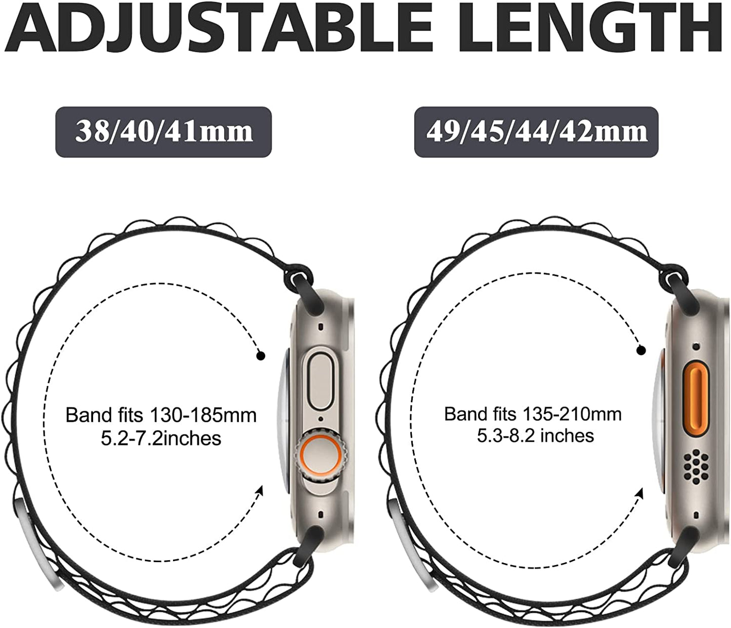 DAISDJUY 5 Pack Alpine Loop Sport Nylon Bands Compatible with Apple Watch Ultra 49Mm 45Mm 44Mm 42Mm 41Mm 40Mm 38Mm, Stretchy Rugged Woven Solo Loop Wristband Adjustable with Metal Titanium G-Hook Strap Compatible with Iwatch Series  DAISDJUY   