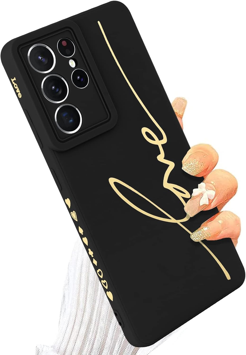 MOWIME for Samsung Galaxy S21 Ultra 5G Case, Back Cute Plating Love Letter Graphic with Anti-Fall Lens Cameras Cover Protection Soft TPU Shockproof Anti-Fingerprint Phone Cases for Women Girls Men-Red  MOWIME Black  