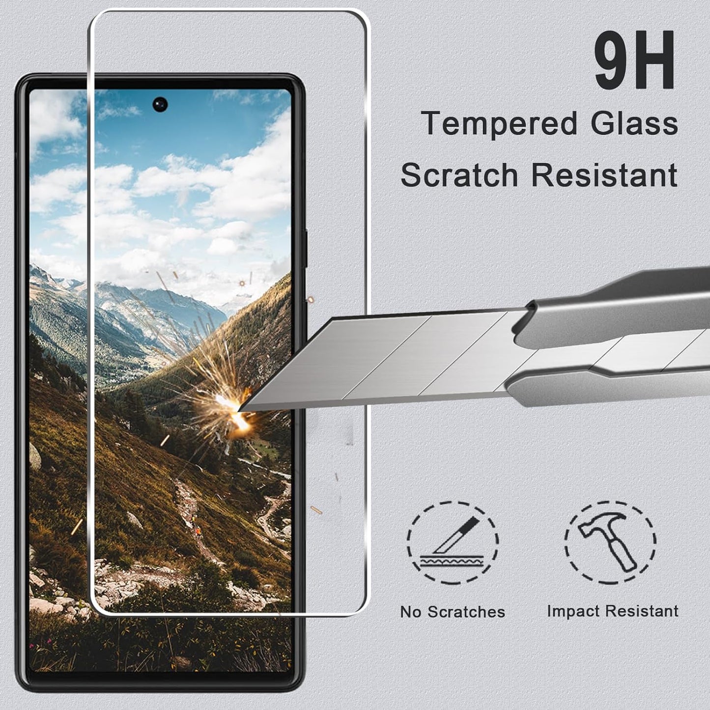 [3+3 Pack] Pixel 6 Screen Protector + Camera Lens Protector, HD Tempered Glass Film, Fingerprint Unlock, Anti-Scratch, Easy Installation, Bubble Free, 9H Glass Screen Protector for Google Pixel 6 5G  LXXMSXH   