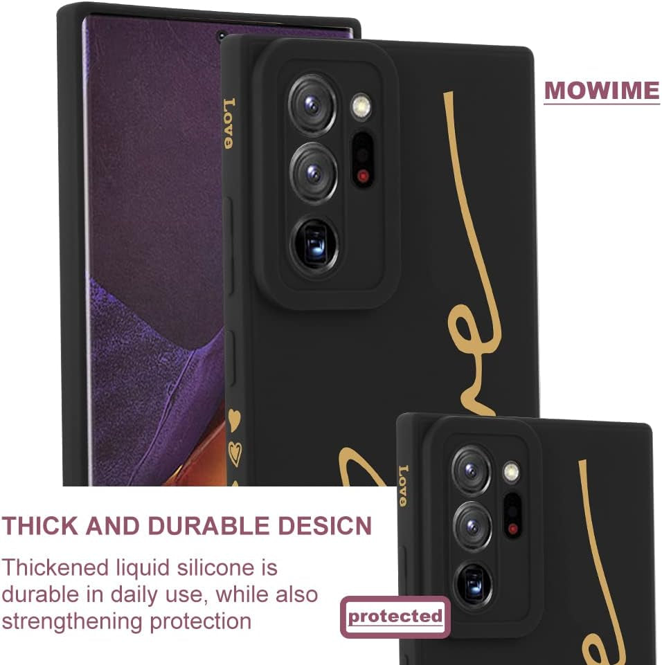 MOWIME for Samsung Galaxy Note 20 Ultra Case, Back Cute Plating Love Letter with Anti-Fall Lens Cameras Cover Protection Soft TPU Shockproof Anti-Fingerprint Phone Case for Women Girls Men-Black  MOWIME   