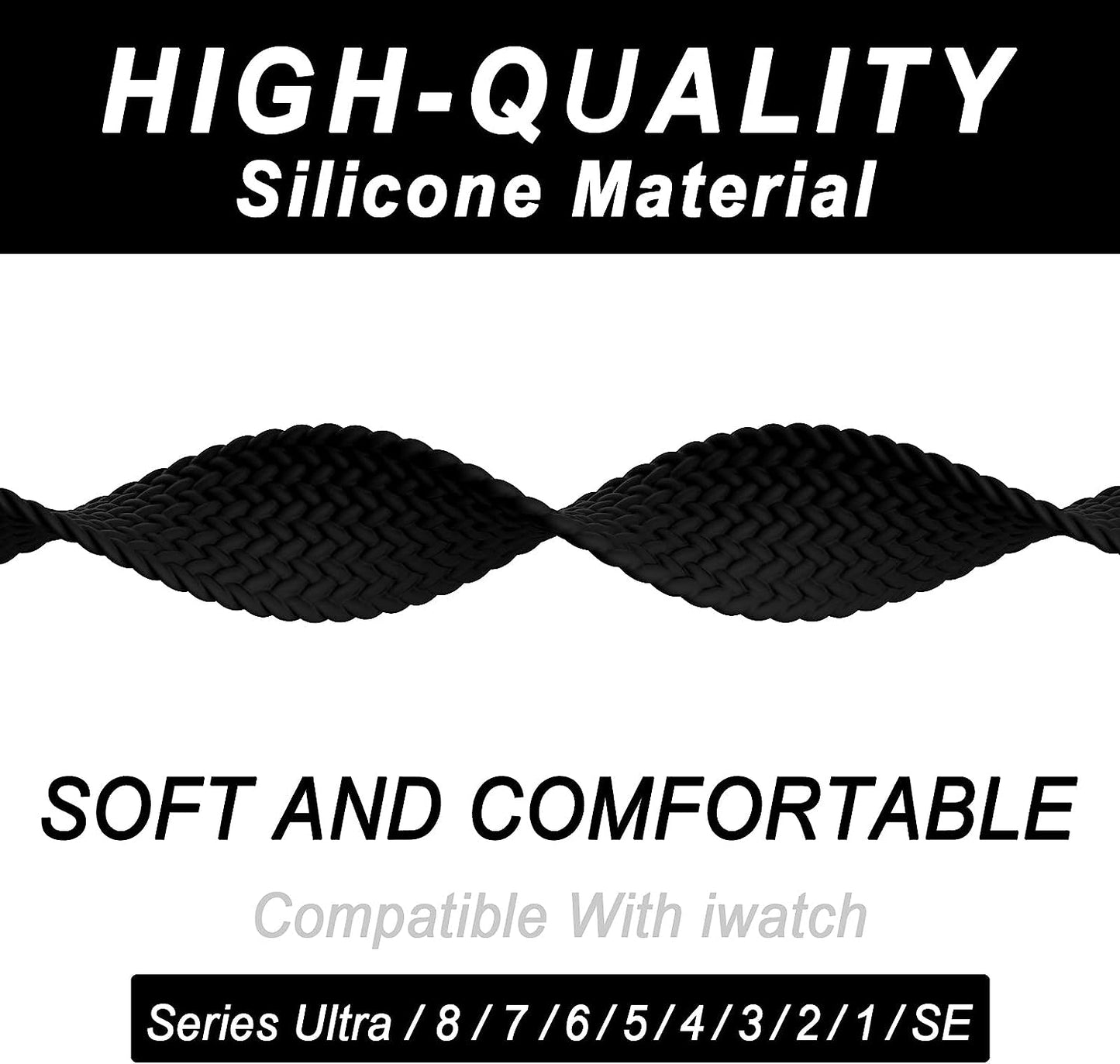 Silicone Solo Loop Bands Compatible with Apple Watch Band 38Mm 40Mm 41Mm 42Mm 44Mm 45Mm 49Mm, Stretchy Silicone Elastic Sport Strap Compatible for Iwatch Series 8/7/6/5/4/3/2/1/SE Ultra  WASPO   