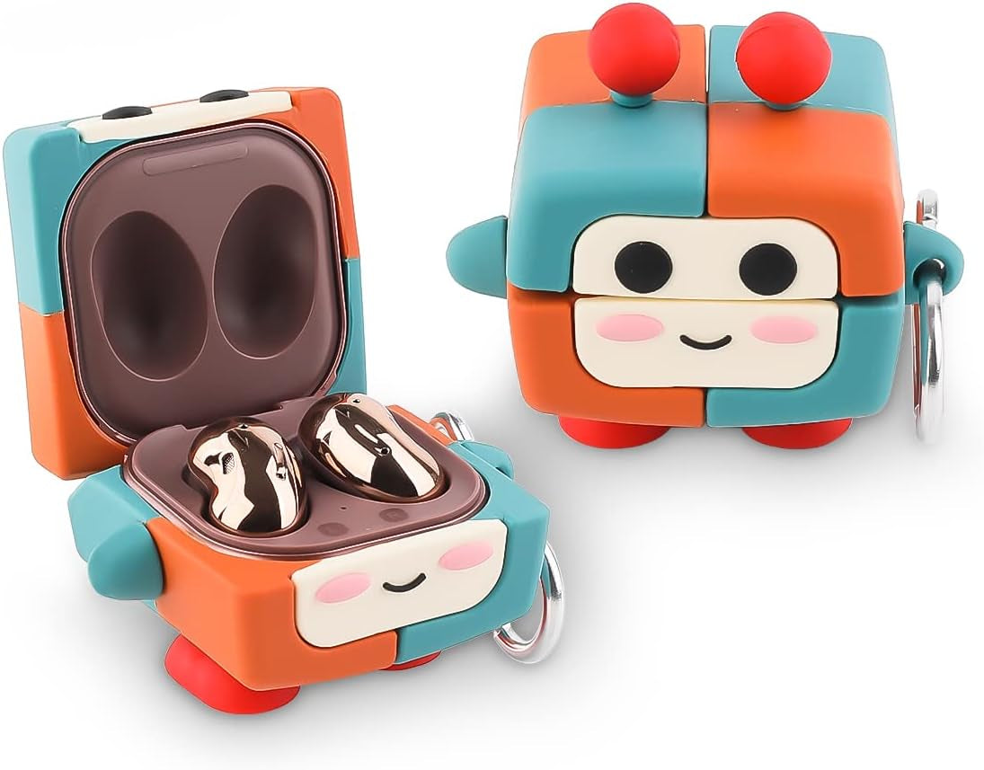 Fit Designed for Samsung Galaxy Buds2 Pro (2022) /Galaxy Buds 2 (2021) /Galaxy Buds Live (2020) /Galaxy Buds Pro (2021), Suublg Silicone Charging Case Protection Cover with Keychain (Estones)  Suublg ColorfulRobot  