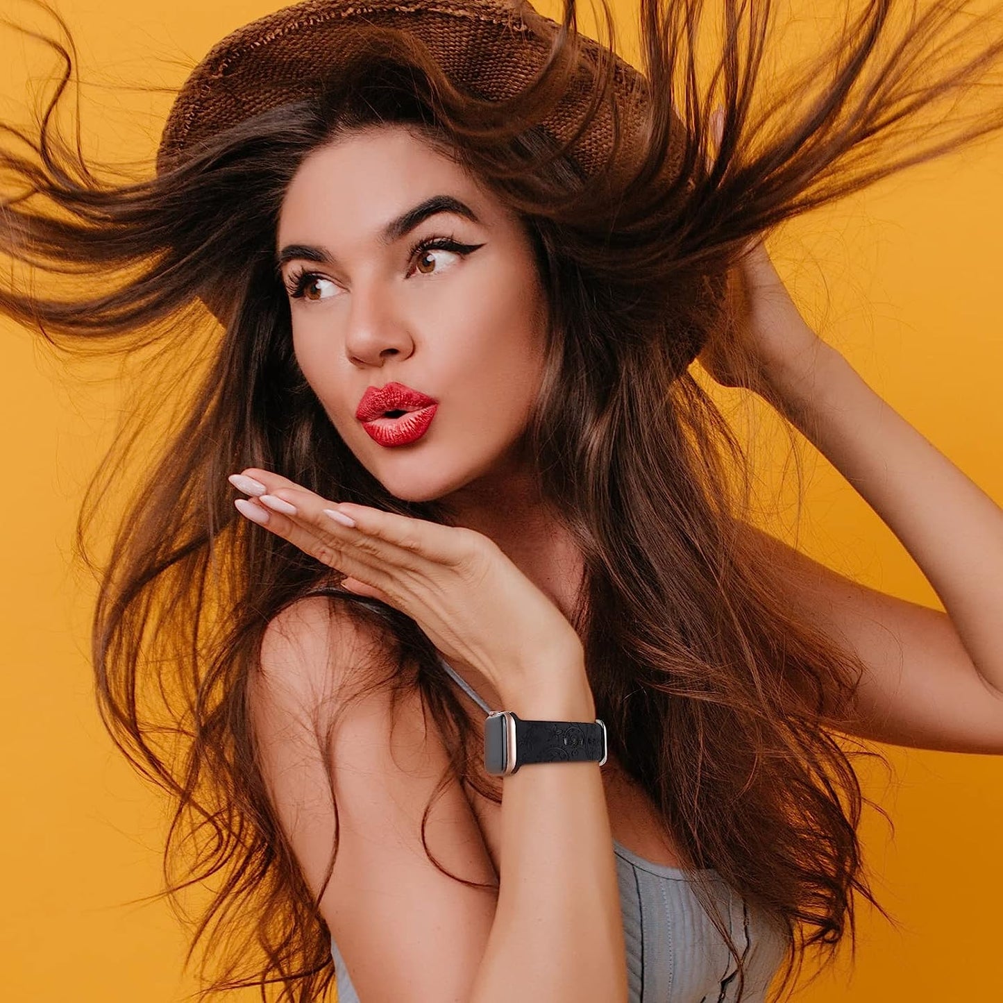 Flower Engraved Bands Compatible with Apple Watch Band 41Mm 40Mm 38Mm 44Mm 42Mm 45Mm 49Mm, Cute Women Floral Soft Silicone Sport Replacement Strap for Iwatch Series Ultra SE 8 7 6 5 4 3 2 1  TERKOWQI   