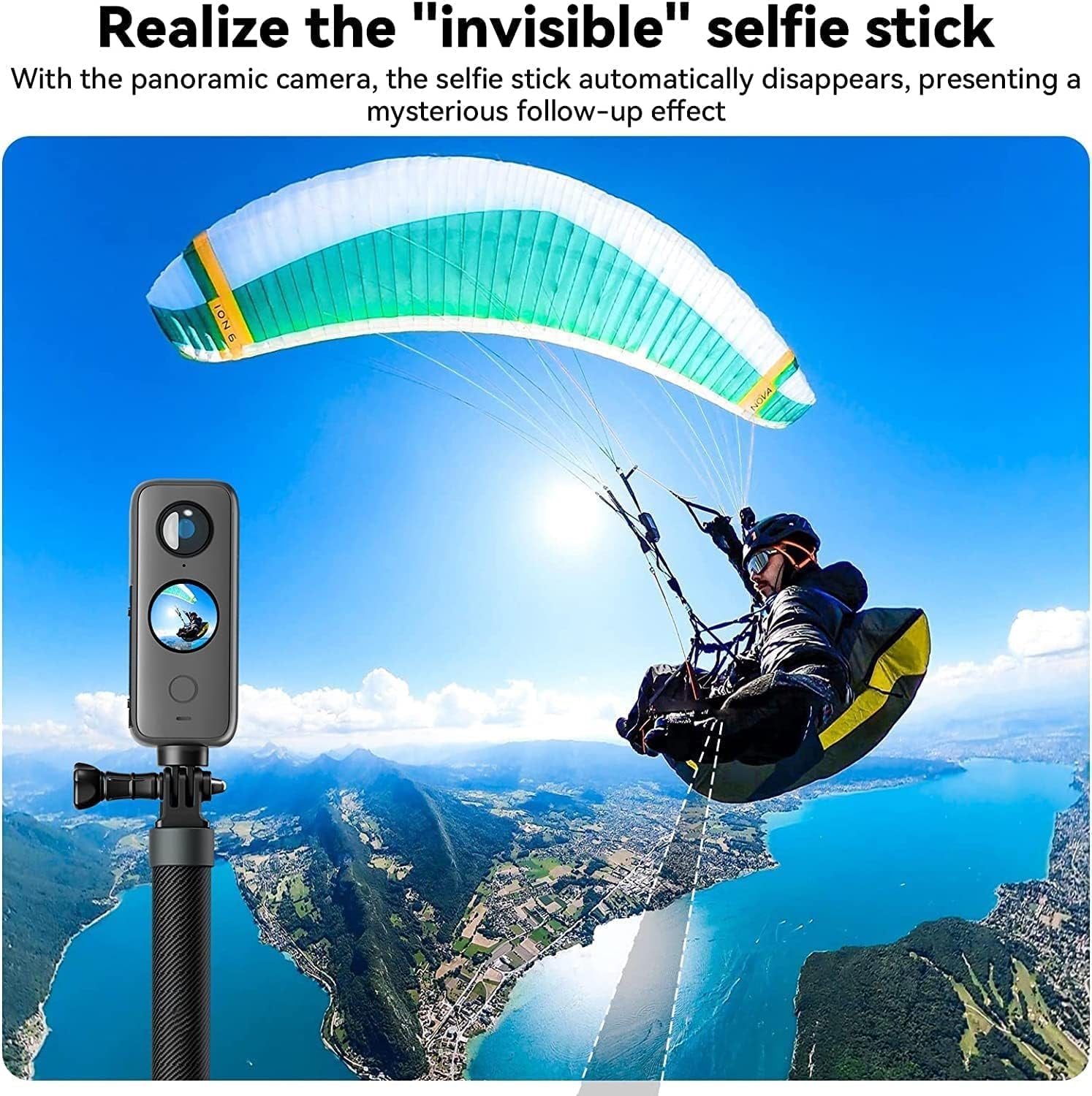 Selfie Stick Long Pole Invisible 120Cm/47.2 Inch Compatible with Gopro 11/10 / 9/8 /Max/7/6/5，Insta 360 One R/Rs X2/X3, Osmo Action 2/3, Carbon Fiber Lightweight Pole Monopod Upgraded Selfie Stick  GUEDIEO   