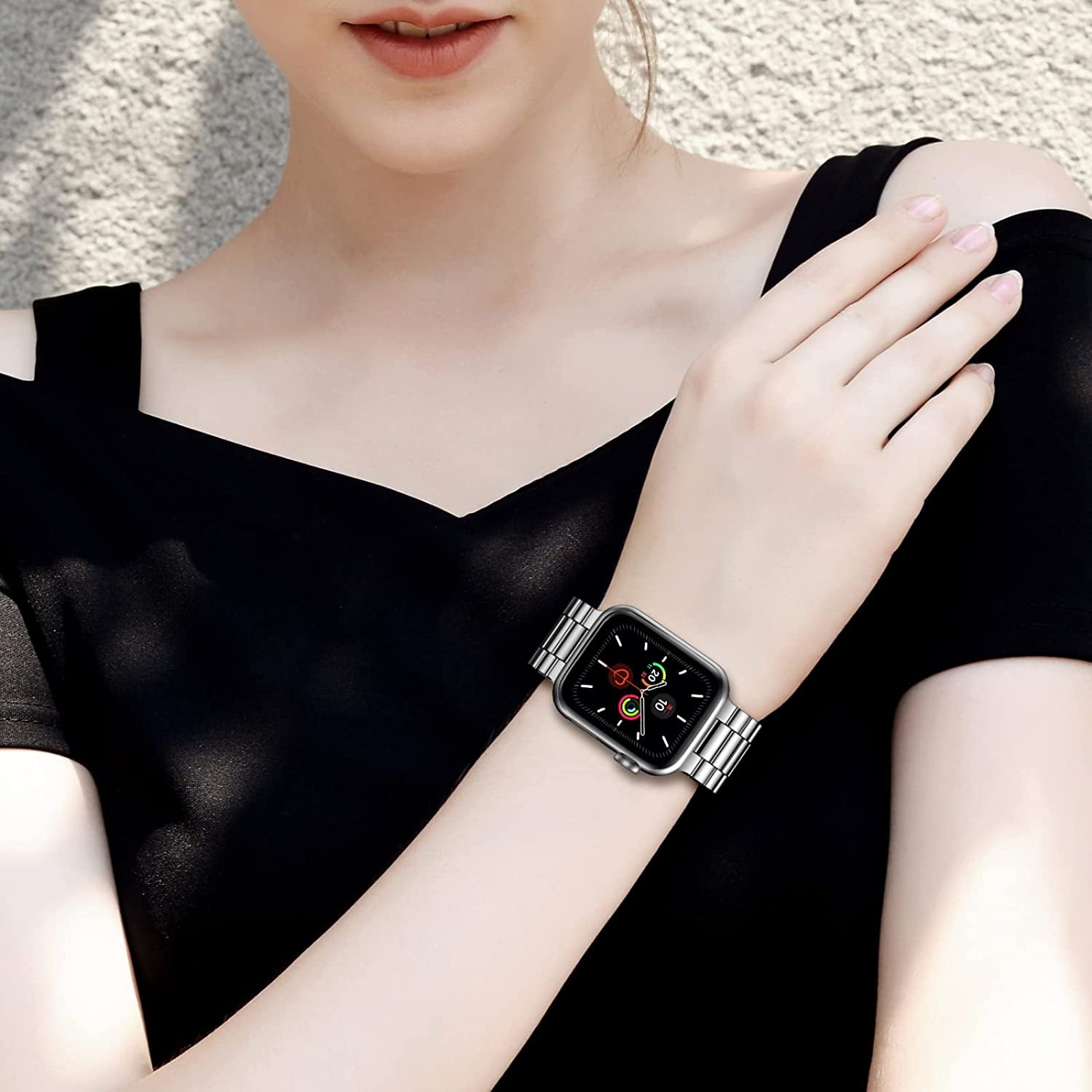 Fitlink Metal Band Compatible for Apple Watch Series 8 7 6 5 4 3 2 1 SE Apple Watch Ultra, Stainless Steel Waterproof Apple Watch Band for Apple Watch 38Mm 40Mm 41Mm 42Mm 44Mm 45Mm 49Mm for Women Men  Fitlink   