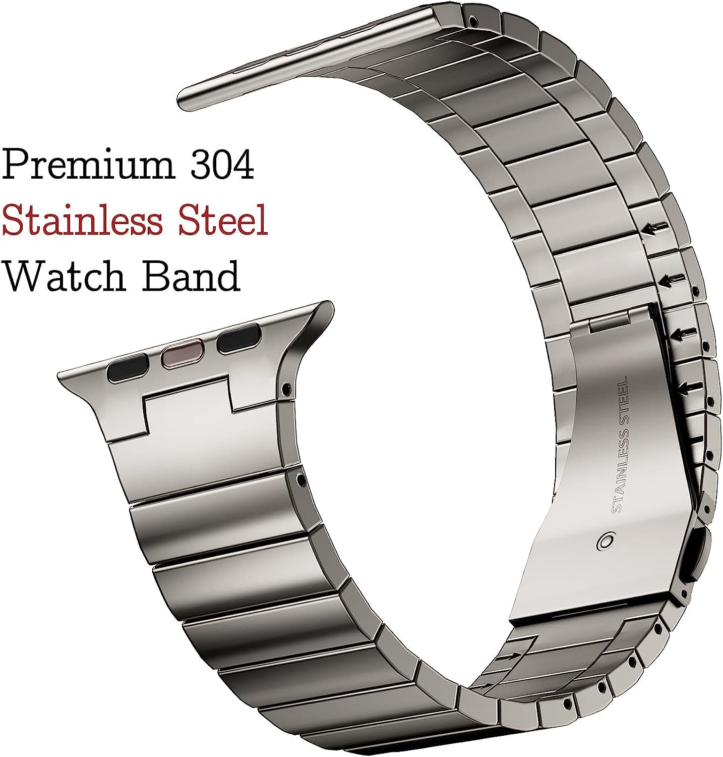 Titanium Color Designed for Apple Watch Band Men with Case, Stainless Steel Metal Chain with TPU Cover, Smart-Watch Link Bracelet Strap, Wrist-Band for I-Watch Series 8 7 6 5 4 3 2 1 SE  MRYUESG   