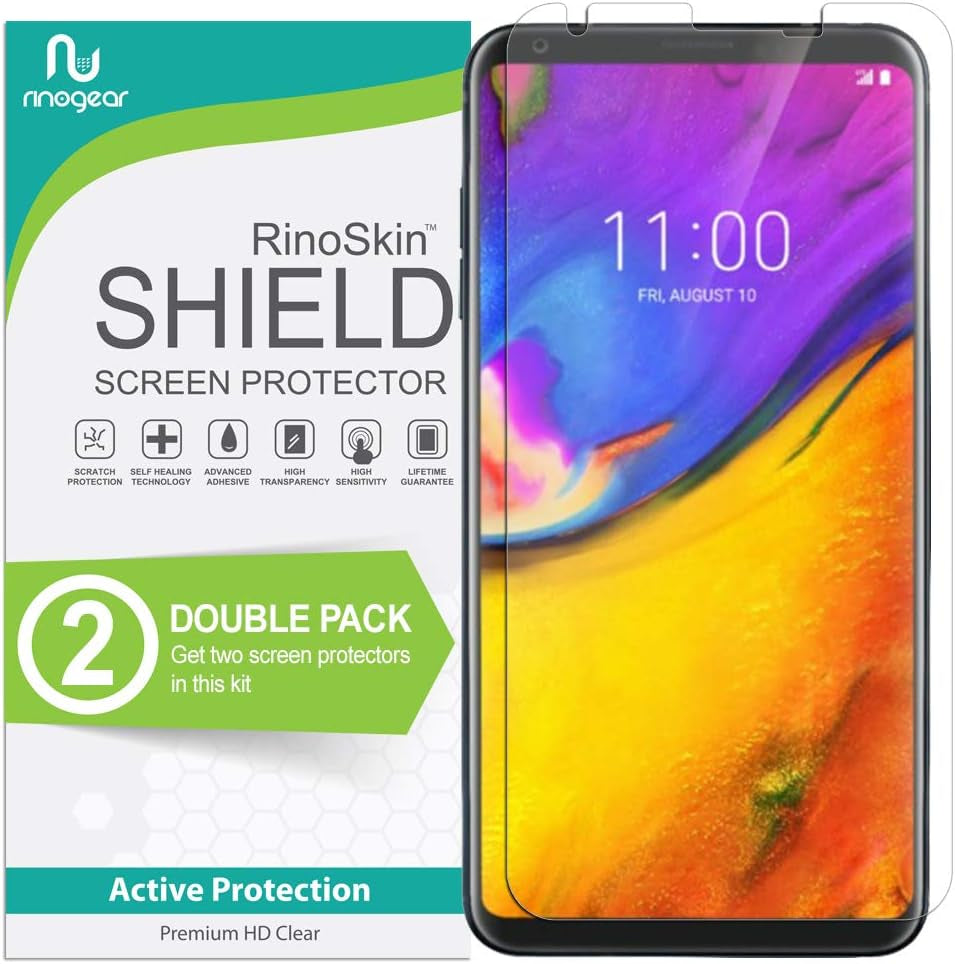 Rinogear (2-Pack Screen Protector for LG V30, V30S Thinq, V30S+ Thinq, V35 Thinq (6" - Inch) Screen Protector Case Friendly Accessories Flexible Full Coverage Clear TPU Film  RinoGear 6" Inch  
