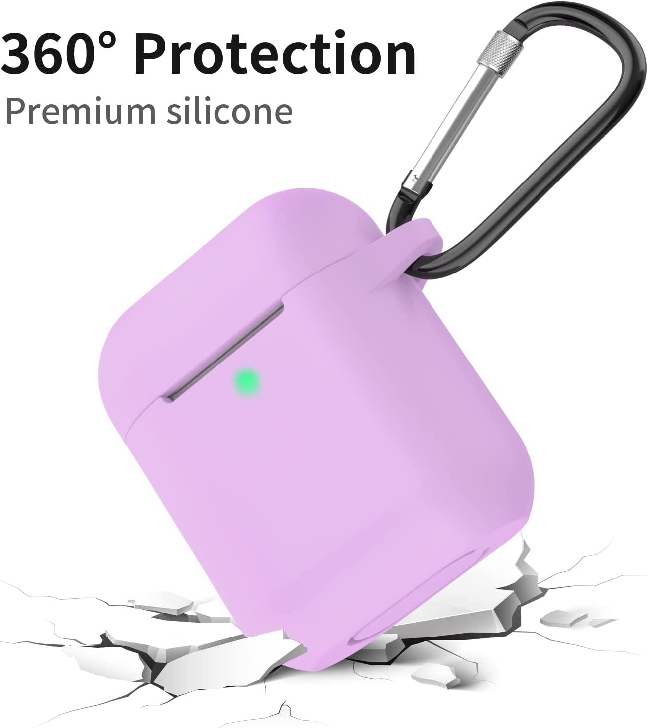 SATLITOG Airpods Case Cover with Secure Lock Keychain, Protective Silicone Cover Compatible with Apple Airpods 2Nd & 1St Charging Case - Light Purple  SATLITOG   