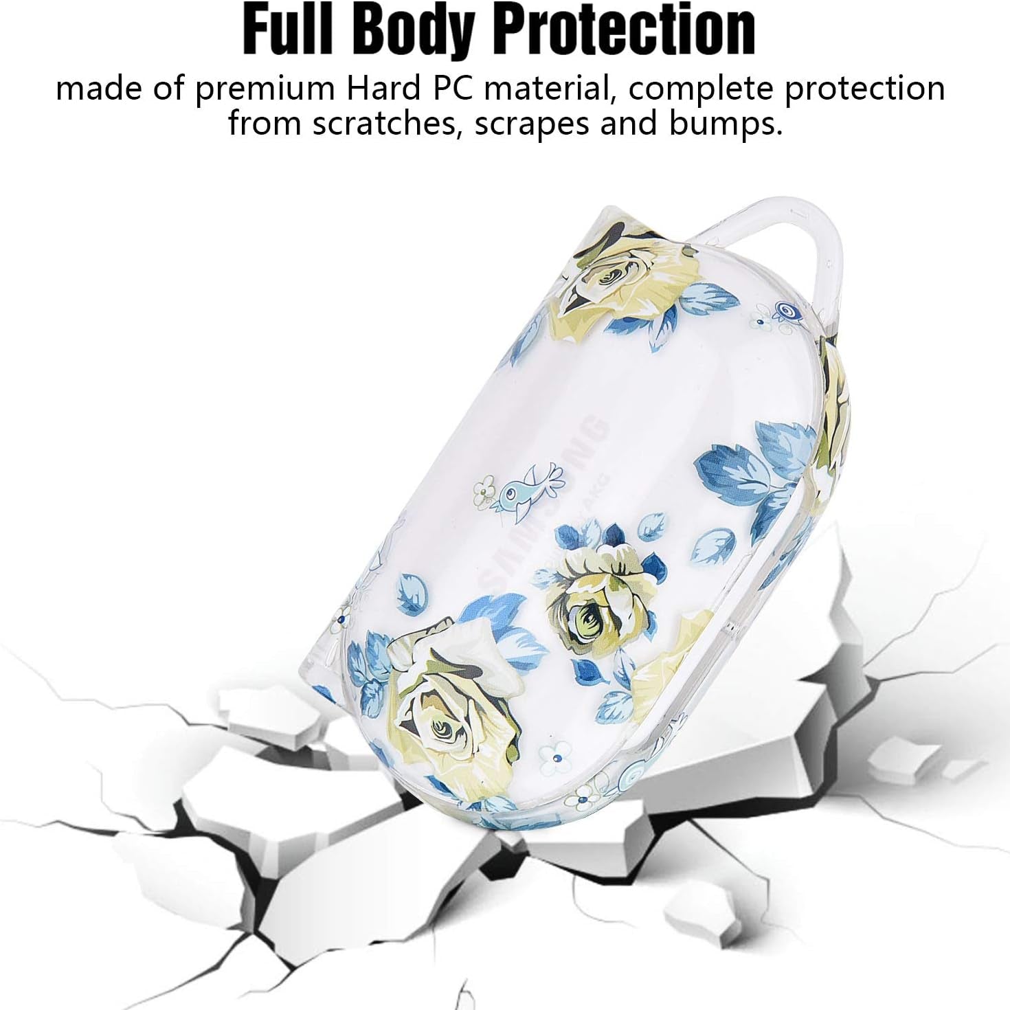 V-MORO Galaxy Buds plus Case,Cute Clear TPU Case Compatible with Samsung Galaxy Buds+ plus Full Protective Case for Samsung Galaxy Buds+ plus Hard Charging Case Cover Green Rose  V-MORO   