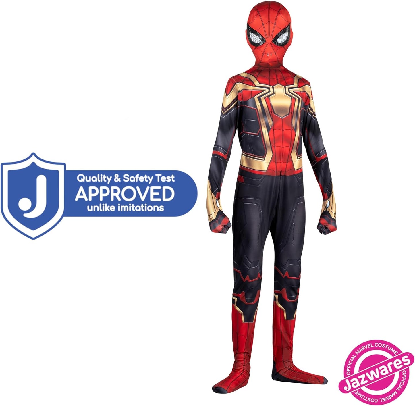 MARVEL Integrated Spider-Man Official Youth Deluxe Zentai Suit - Spandex Jumpsuit with Printed Design and Spandex Detachable Mask with Plastic Eyes  Marvel   