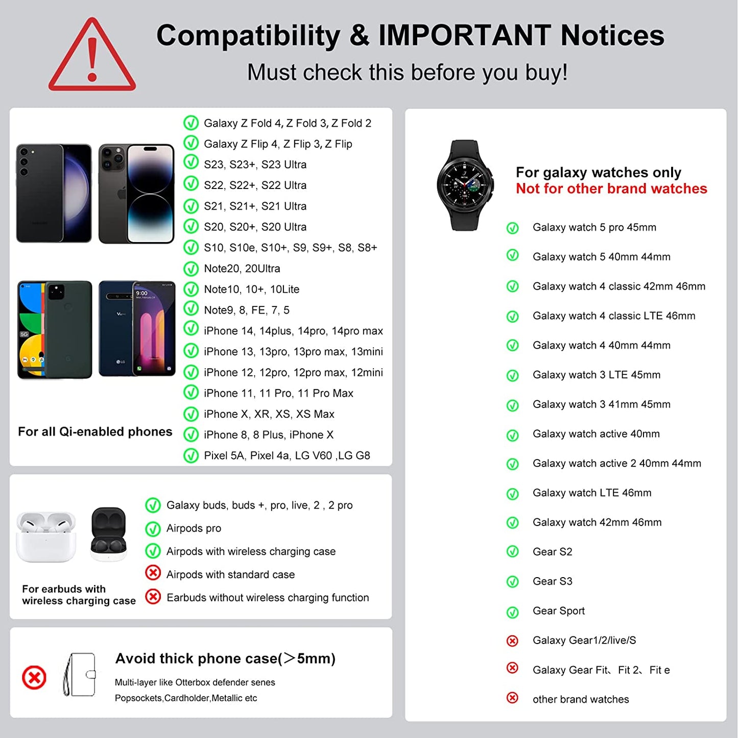 Wireless Charger for Samsung, Charging Station 3 in 1 Compatible with Samsung Galaxy S23 Ultra/S23+/S23/S22 Ultra/S22+/S22/Note 20/Z Fold 4/Z Flip 4, for Galaxy Watch 5 Pro/5/4, Galaxy Buds 2 Pro/Pro  Shenzhen Xuanfeng Innovations Technology Co., Ltd.   