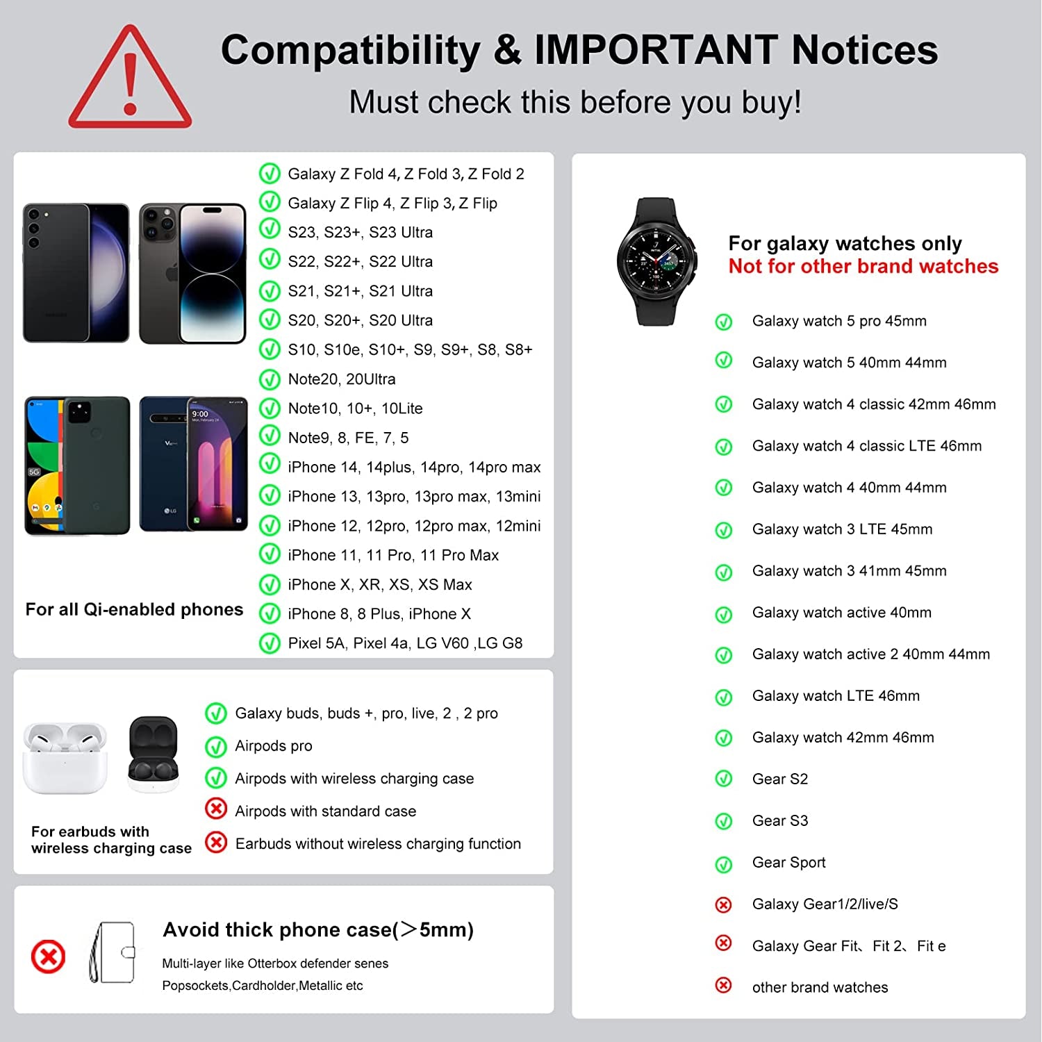 Wireless Charger for Samsung, Charging Station 3 in 1 Compatible with Samsung Galaxy S23 Ultra/S23+/S23/S22 Ultra/S22+/S22/Note 20/Z Fold 4/Z Flip 4, for Galaxy Watch 5 Pro/5/4, Galaxy Buds 2 Pro/Pro  Shenzhen Xuanfeng Innovations Technology Co., Ltd.   