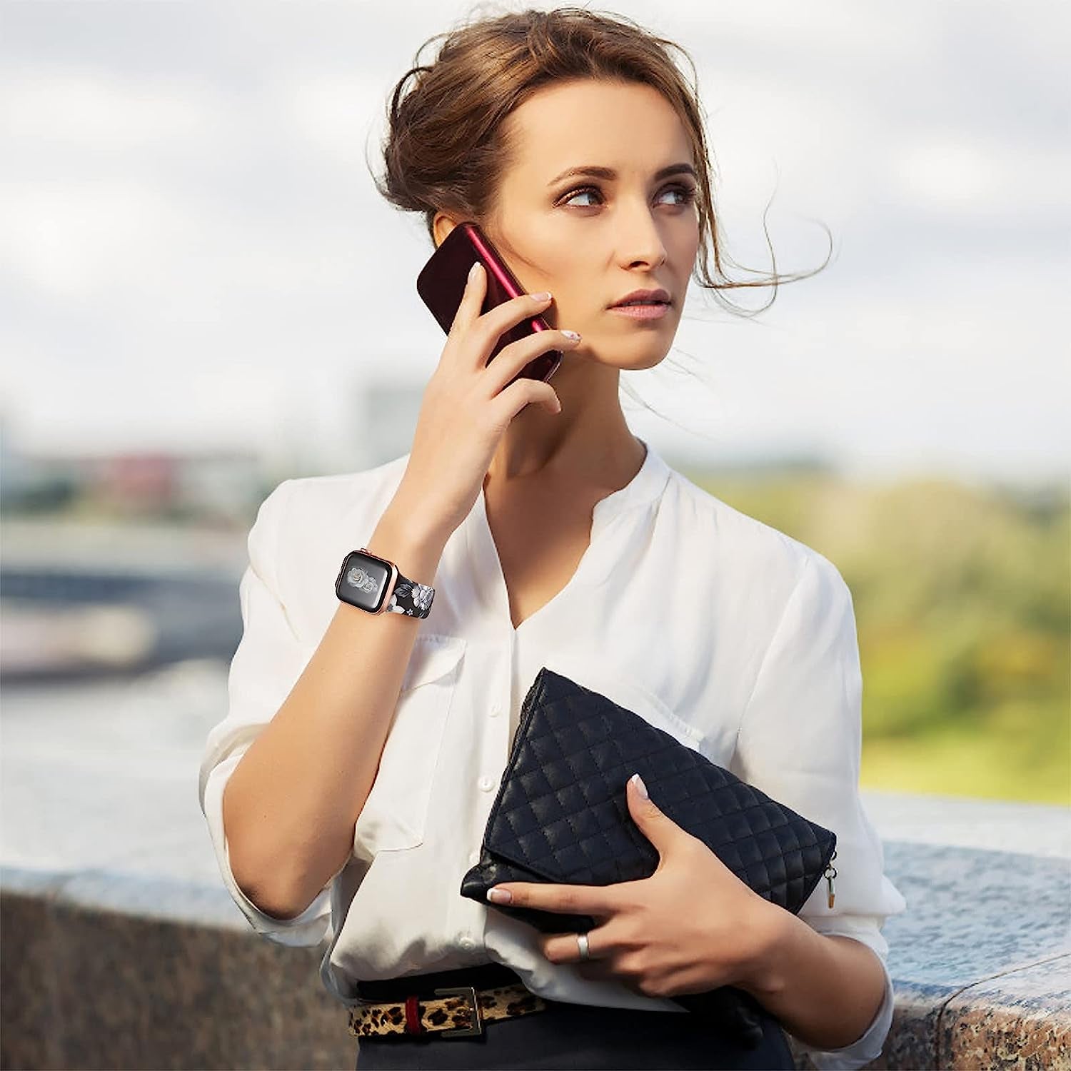 IKANFI Bands Compatible with Apple Watch Band 38Mm 40Mm 41Mm 42Mm 44Mm 45Mm for Women Men Silicone Floral Pattern Printed Band Strap for Iwatch Band SE Series 7 6 5 4 3 2 1 Wristband  IKANFI   