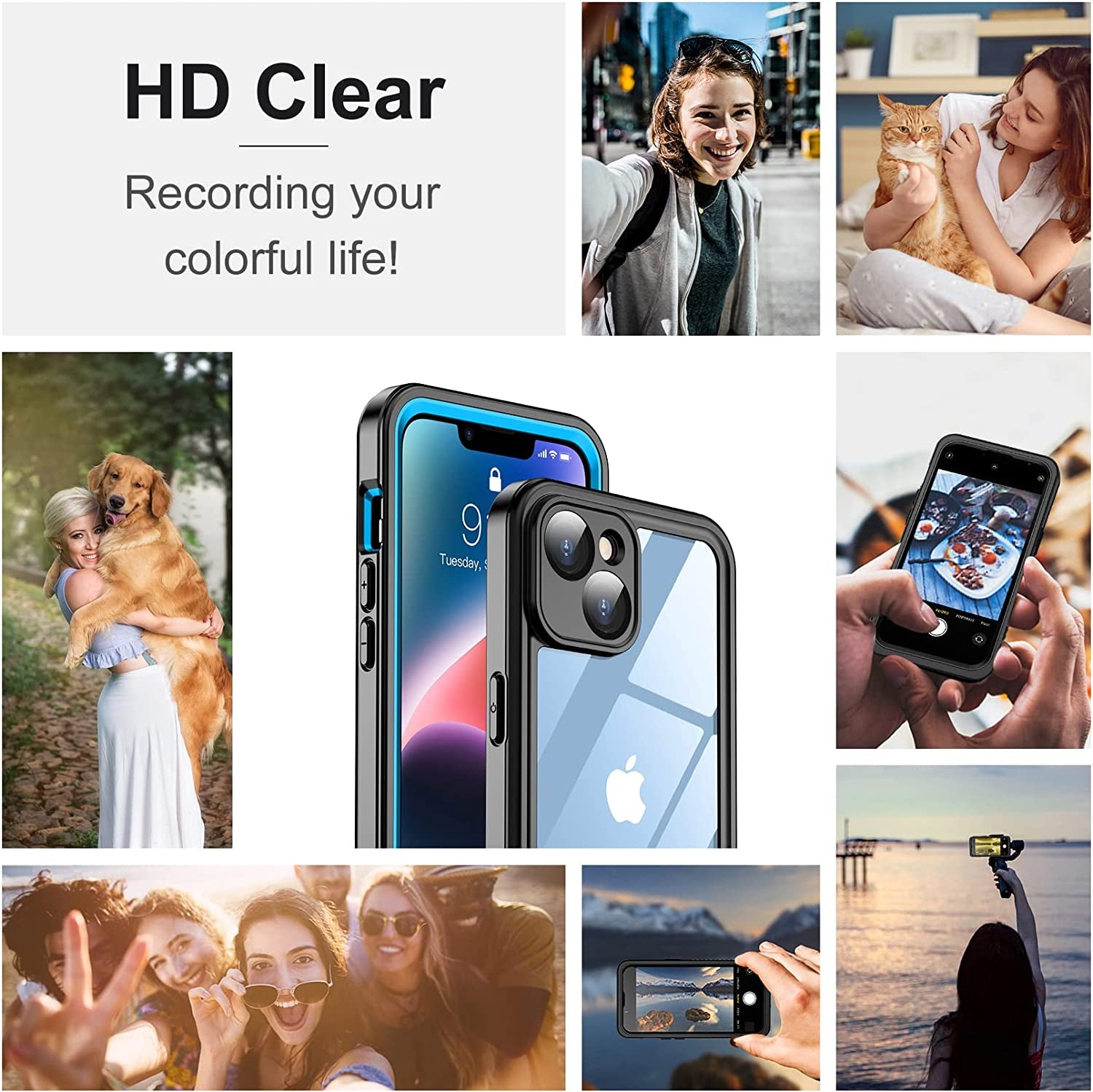 Temdan [Real 360] for Iphone 14 Case Waterproof, Built-In 9H Tempered Glass Camera Lens & Screen Protection [14FT Military Dropproof][Full-Body Shockproof][Dustproof][Ip68 Underwater] Phone Case  Temdan   