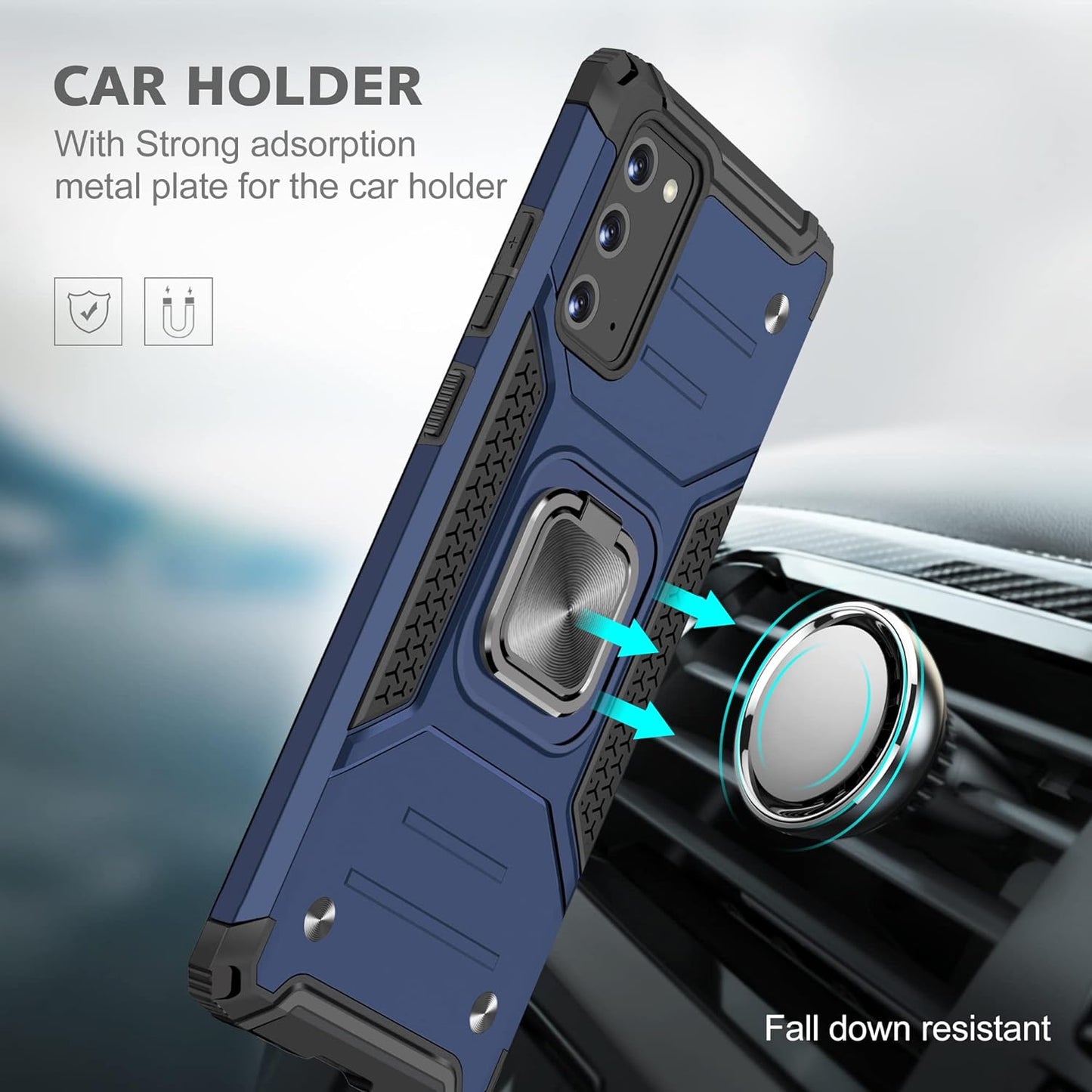 AYMECL for Note 20 Case, Samsung Galaxy Note 20 Case with Self Healing Flexible TPU Screen Protector[2 Pack], Military Grade with Kickstand Protective Case for Samsung Galaxy Note 20 5G-Blue  AYMECL   