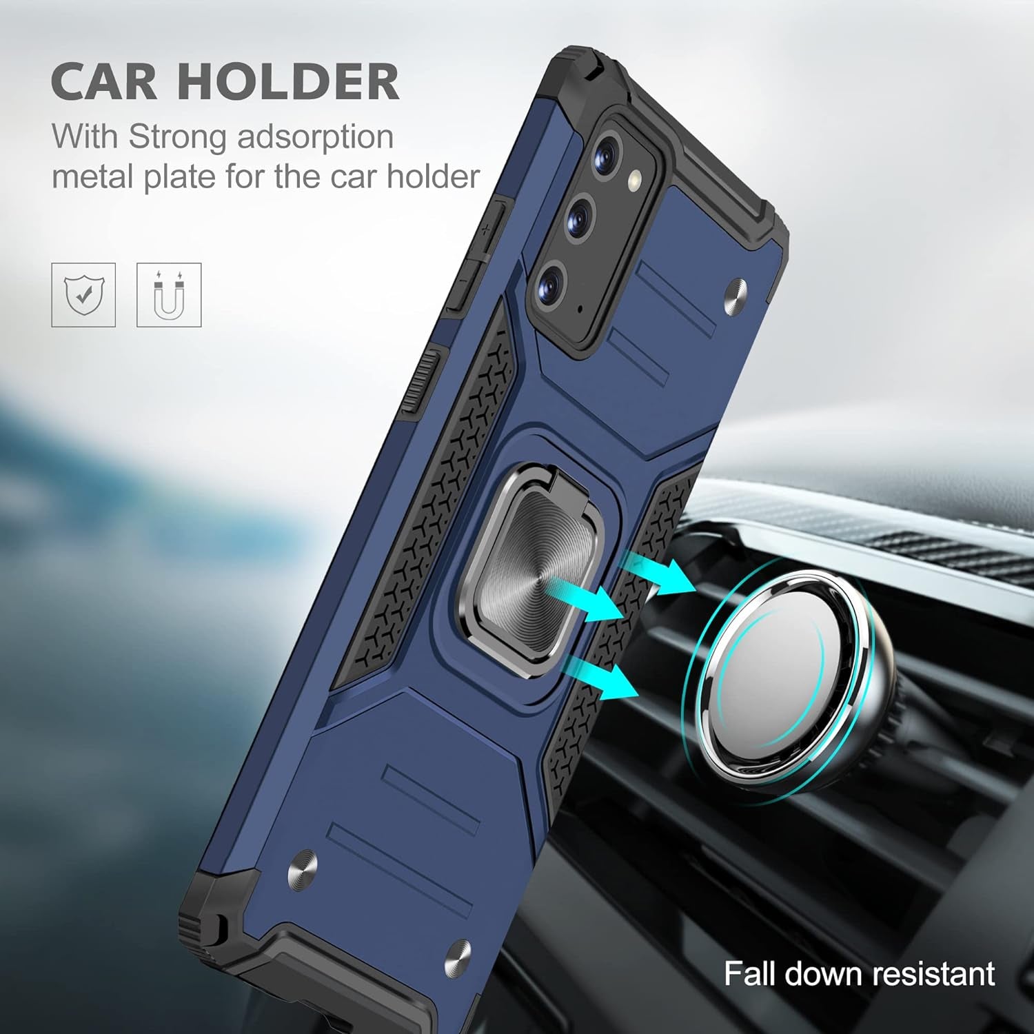 AYMECL for Note 20 Case, Samsung Galaxy Note 20 Case with Self Healing Flexible TPU Screen Protector[2 Pack], Military Grade with Kickstand Protective Case for Samsung Galaxy Note 20 5G-Blue  AYMECL   