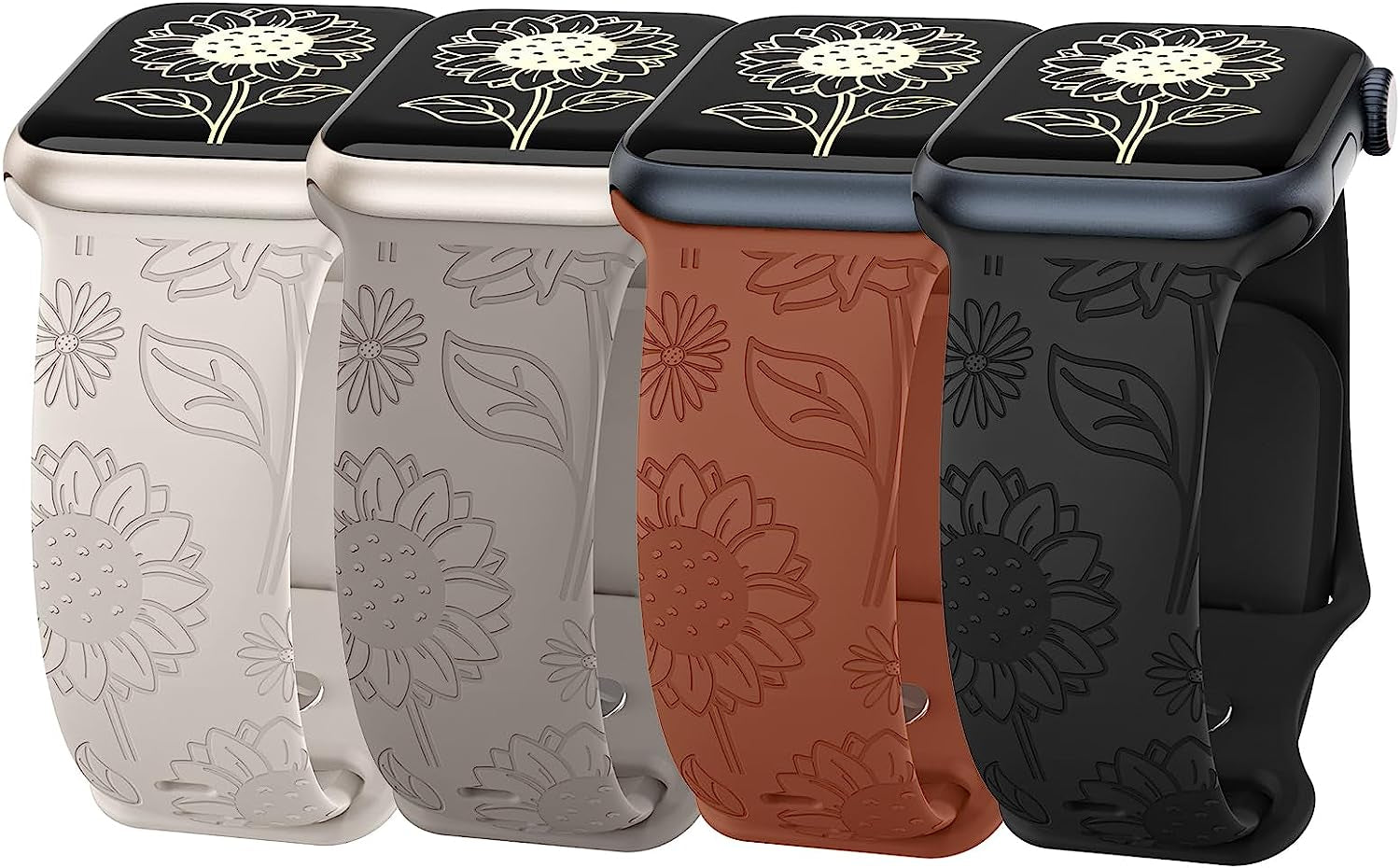 Astorgos 4 Pack Watch Band Compatible with Apple Watch Band 38Mm 40Mm 41Mm, Apple Watch SE, SE2 Series 8/7/6/5/4/3/2/1, Engraved Sport Silicone Strap Replacement Wristband  Astorgos   