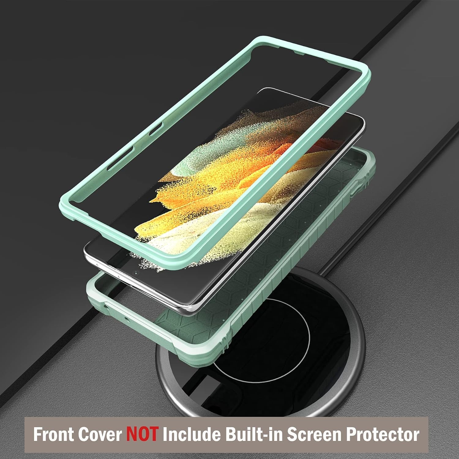 Exoguard Samsung Galaxy S21 Ultra 5G Case, Rubber Shockproof Full Body Cover Case for Samsung S21 Ultra 5G Phone 6.8 Inch, Built-In Kickstand (Green)  ExoGuard   