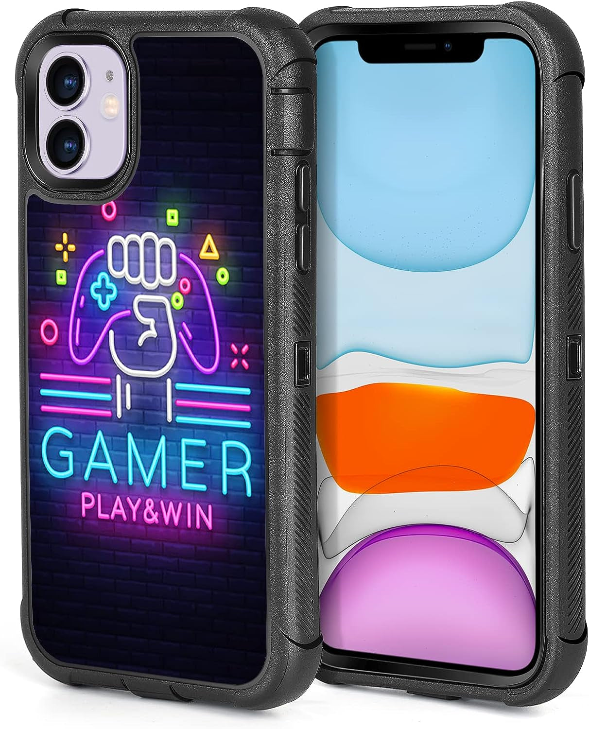 XWMHHP Compatible with Iphone 12 Case Iphone 12 Pro Case Dont Tread on Me American Flag Design for Men, 3-Layer Rugged Shockproof Hard Plastic Bumper +Soft Silicone Rubber Heavy Duty Protection Cover  XWMHHP Play Game Win Iphone 12/12 Pro 