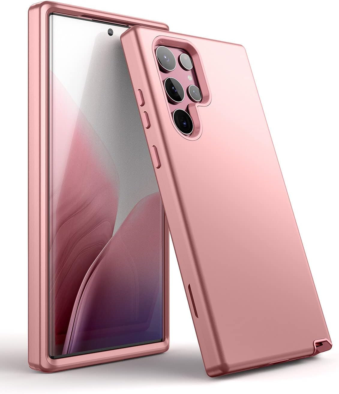 Welovecase for Samsung Galaxy S22 Ultra 5G Case, Cover 3 in 1 Full Body Heavy Duty Protection Hybrid Shockproof TPU Bumper Three Layer Protective Case for Samsung Galaxy S22 Ultra 6.8 Inch, Burgundy  WeLoveCase Rose Gold  