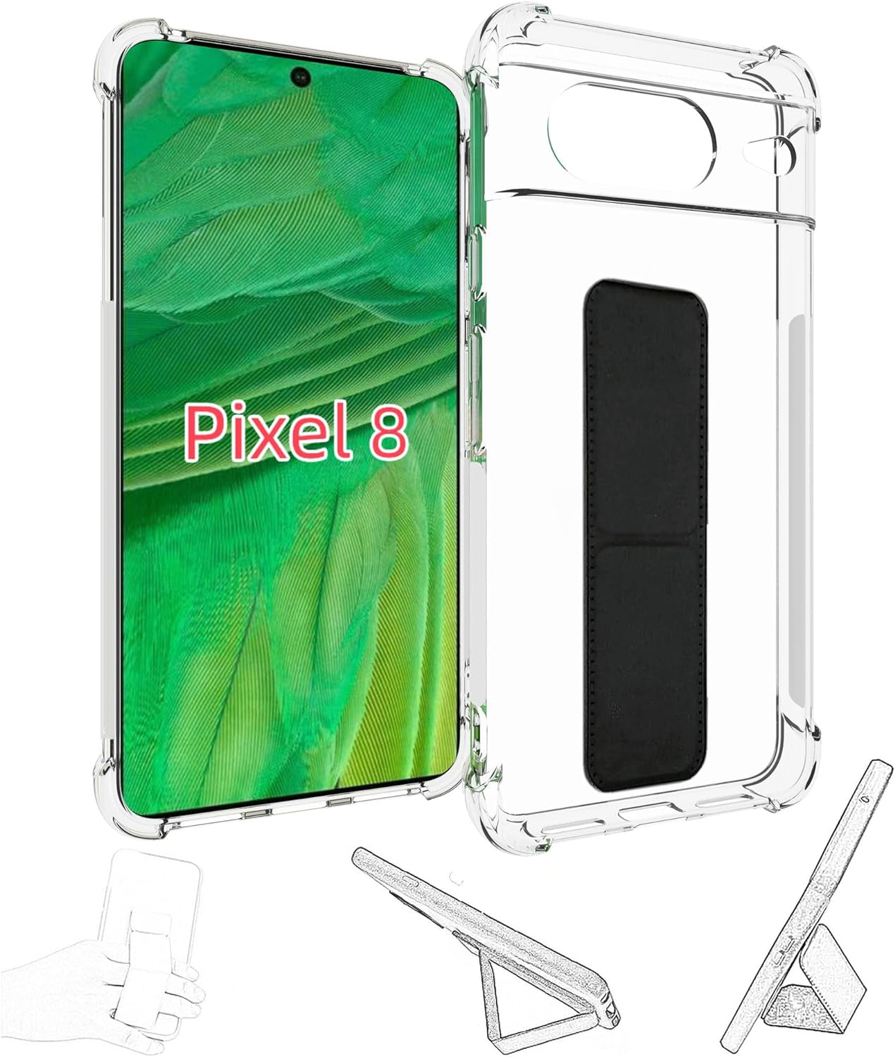 Jioeuinly for Sony Xperia 1 V Case Compatible with Sony Xperia 1 V Phone Case Cover [Adhesive Folding Support] [Shockproof Protection] Clear  jioeuinly Google Pixel 8  