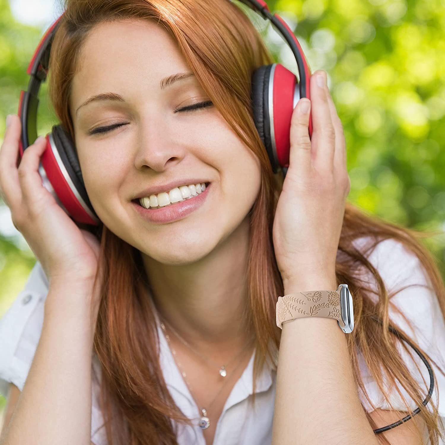 Flower Engraved Silicone Band Compatible with Apple Watch Bands 38Mm 40Mm 41Mm, Cute Women Wildflowers Floral Design Soft Sport Strap Replacement Wristbands for Iwatch Series 8 7/SE/6/5/4/3/2/1  FERJITGR   