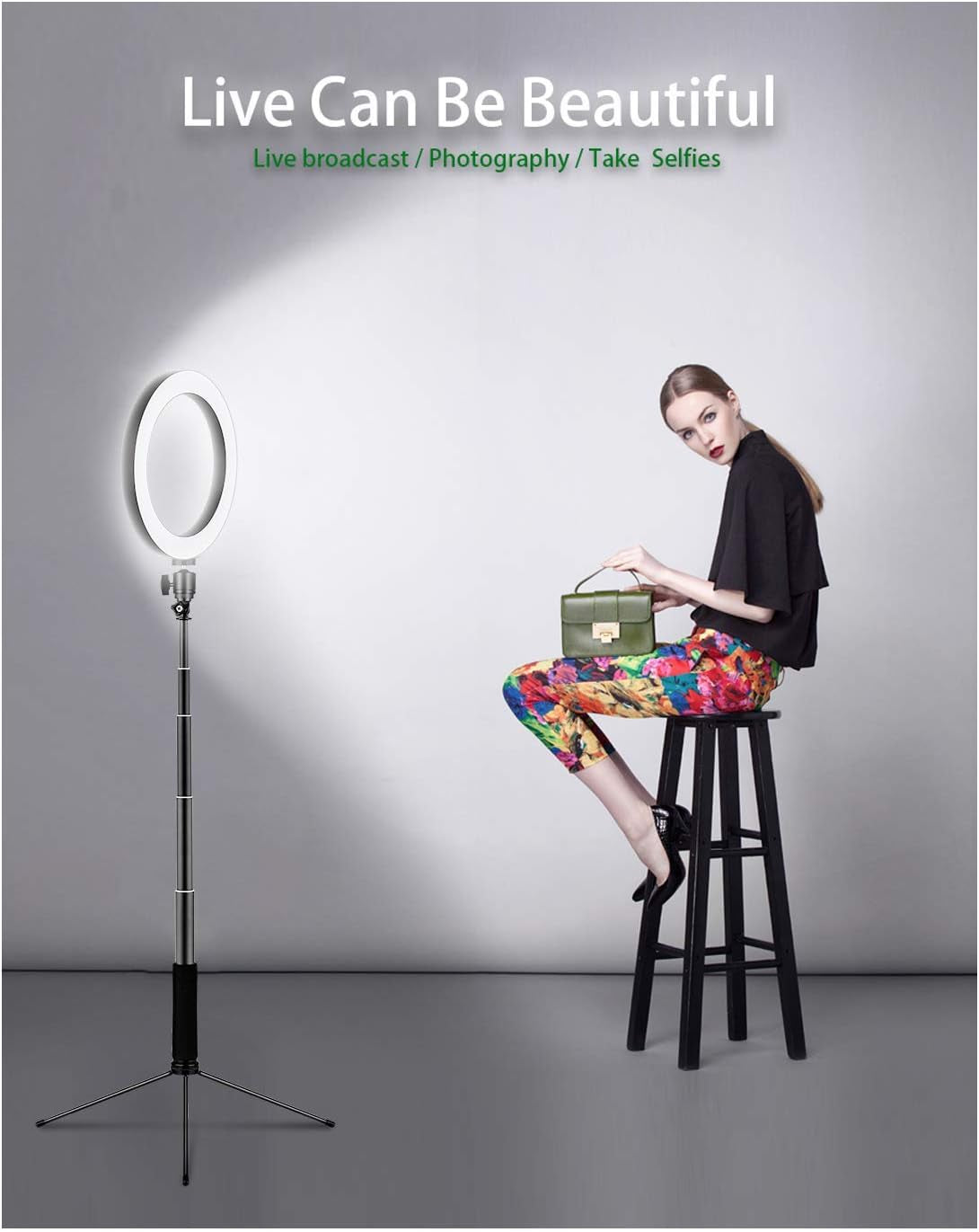LEDGLE Upgraded Selfie Ring Light with Tripod Stand & Cell Phone Holder & Selfie Stick 8" Dimmable Ring Light with 3 Light Mode and 10 Level Brightness for Live Stream Makeup and Youtube Video  LEDGLE   