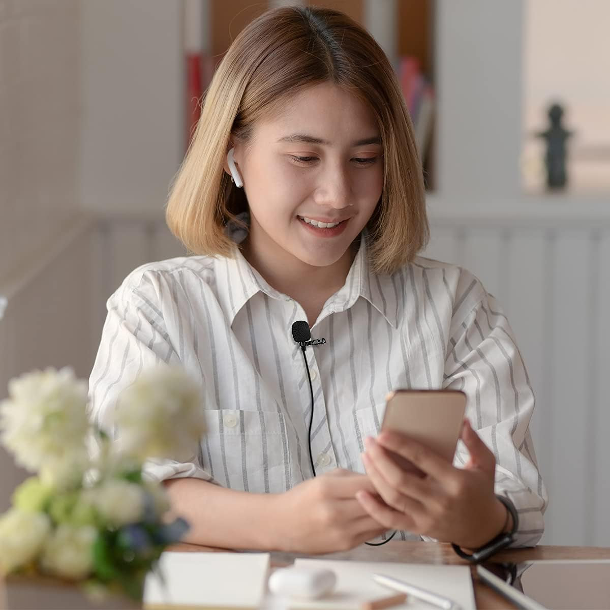 ALTSON Professional Lavalier Microphone for Iphone/Video Conference/Podcast/Voice Dictation/Youtube Grade Omnidirectional Phone Audio Video Recording Condenser Microphone (Black 9.84T)  ALTSON   