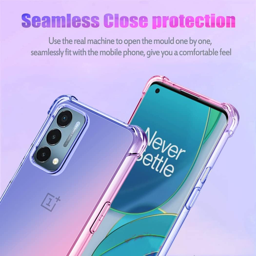 Gufuwo Case for Oneplus Nord N200 5G Case, Oneplus N200 Cute Case Girls, Gradient Slim anti Scratch Soft TPU Phone Cover Shockproof Protective Case for Oneplus Nord N200 5G (Blue/Pink)  Gufuwo   