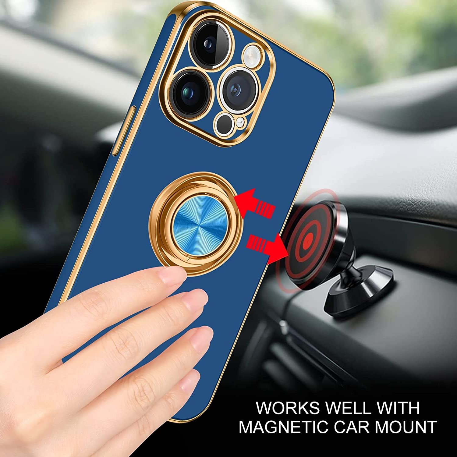 BENTOBEN Iphone 14 Pro Max Case, Slim Lightweight 360° Ring Holder Kickstand Support Car Mount Shockproof Women Men Non-Slip Protective Case for Iphone 14 Pro Max 6.7", Blue  BENTOBEN   