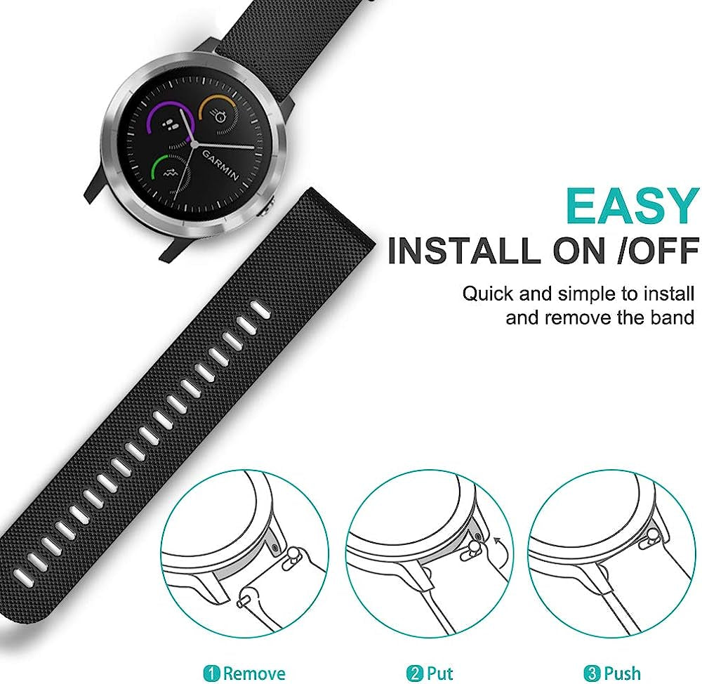 TUSITA Quick Release Watch Band 20Mm Replacement for Garmin Vívoactive 3 Music,Venu Sq 2 Plus,Vívomove 3 HR Sport, Approach S40, Forerunner 245,Galaxy Watch 4 Classic, Amazfit GTS 2 2E Mini, Bip U  TUSITA   