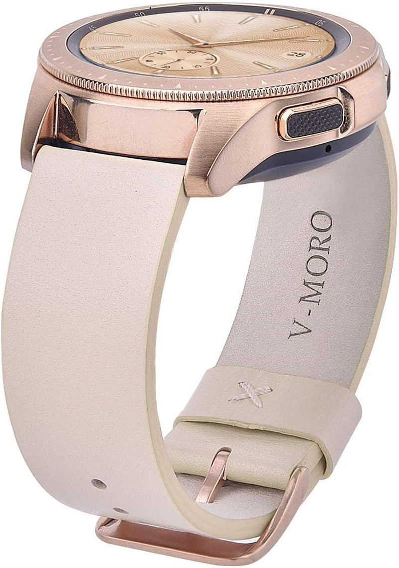V-MORO Leather Strap Compatible with Galaxy Watch 5/4 Band 40Mm 44Mm/Galaxy Watch 4 Classic 42Mm 46Mm 20Mm Watch Band with Rose Gold Stainless Steel Buckle Replacement for Galaxy Watch 42Mm/Active 2  V-Moro   