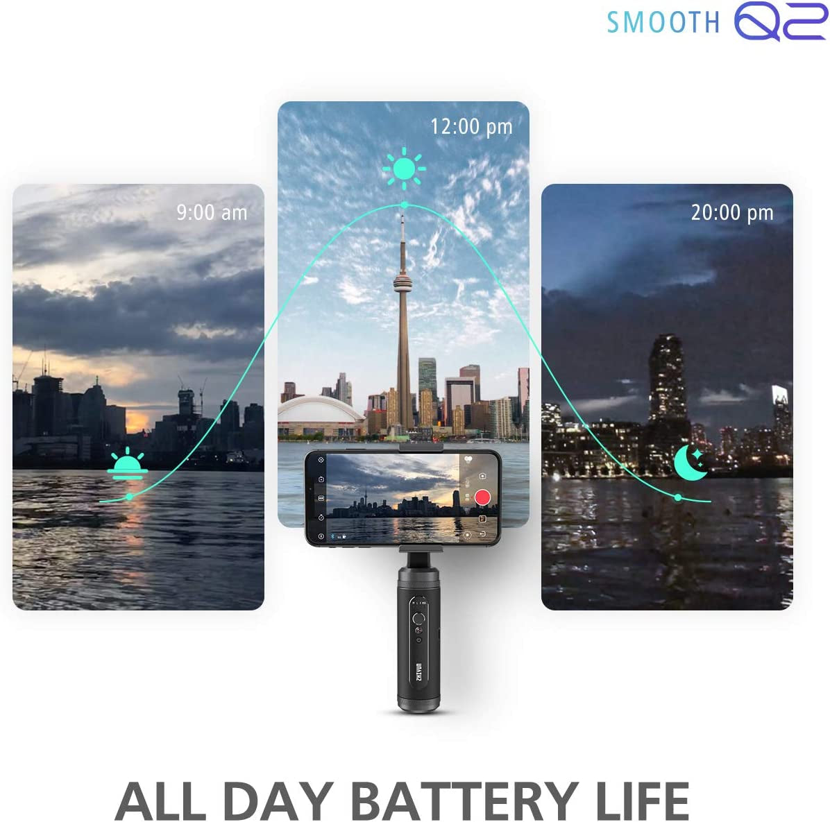 Zhiyun Smooth Q2 [Official], 3-Axis Handheld Smartphone Gimbal Stabilizer for Iphone, Samsung, Android, Ios, with Time-Lapse Vertigo Shot Object Tracking  zhi yun   