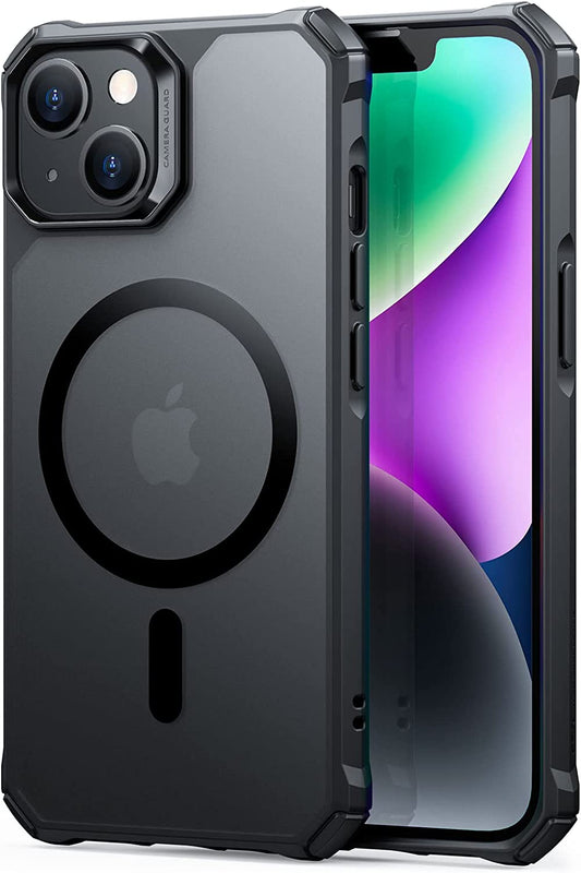 ESR for Iphone 14 Case/Iphone 13 Case, Compatible with Magsafe, Military-Grade Protection, Air-Guard Corners, Magnetic Phone Case for Iphone 14/13, Air Armor Magnetic Case (Halolock), Frosted Black  Electronic Silk Road Corp Frosted Black  