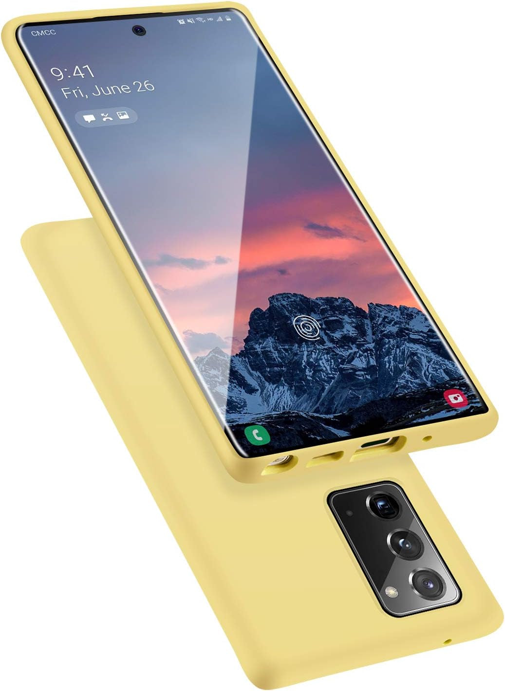 E Segoi Samsung Galaxy Note 20 Case, Liquid Silicone Gel Rubber Shockproof Case Soft Microfiber Cloth Lining Cushion Compatible with Samsung Note 20 6.7Inch (Pink Sand)  E Segoi Yellow  