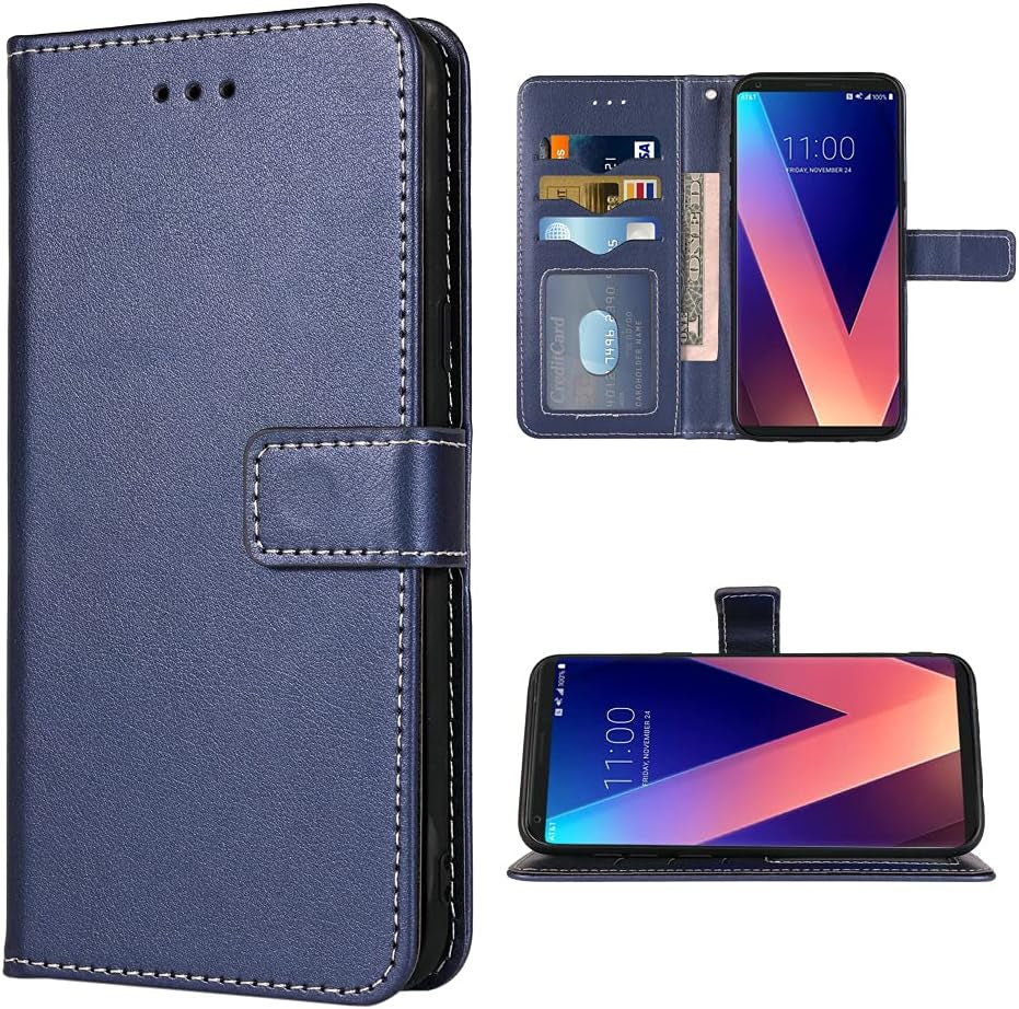 FDCWTSH Compatible with LG V35 Thinq V30 plus Wallet Case Wrist Strap Lanyard Leather Flip Cover Card Holder Stand Cell Accessories Phone Cases for LGV30 LGV35 LG30 LG35 V 30 35 V30+ V30S H931 Black  FDCWTSH Blue  