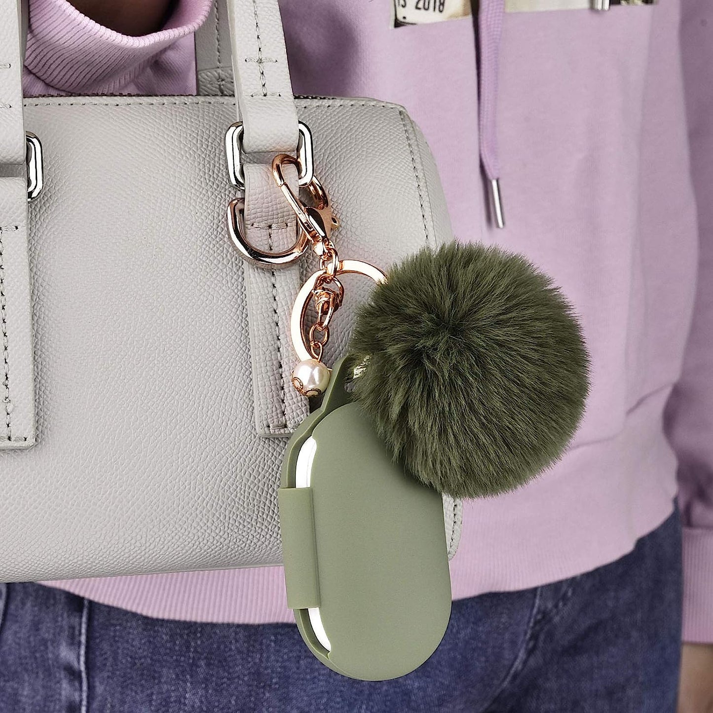 Filoto Silicone Case for Samsung Galaxy Buds plus Case/Galaxy Buds Case with Pom Pom Keychain Protective Cover Galaxy Earbuds Accessory (Olive Green)  Kerle   