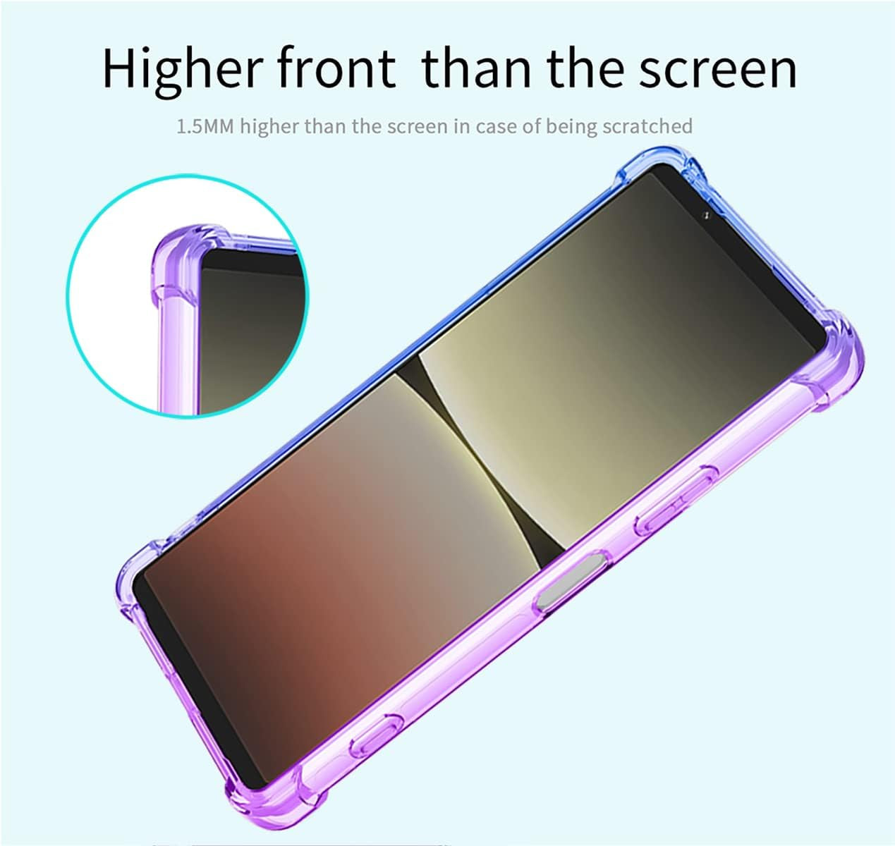 KOARWVC Case for Xperia 5 IV Case, Sony 5 IV XQCQ62B-GC Case, Crystal Clear Case Gradient Slim anti Scratch TPU Shockproof Protective Phone Cases Cover for Sony Xperia 5 IV (Purple/Blue)  KOARWVC   