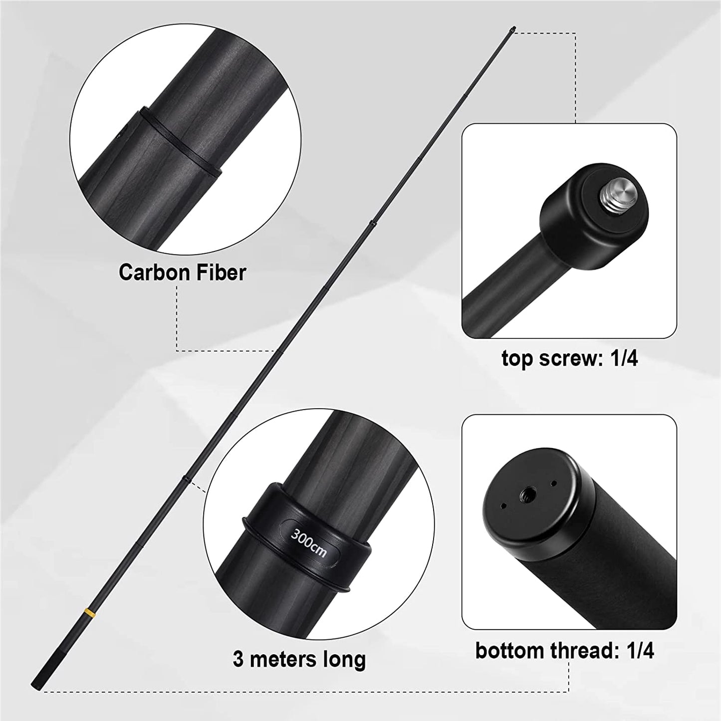 3M 100% True Carbon Fiber Extendable Invisible Selfie Stick for Insta360 Insta 360 ONE X3 X2 ONE RS ONE R ONE X Accessories for Gopro Max Panoramic Camera  Lamgend   
