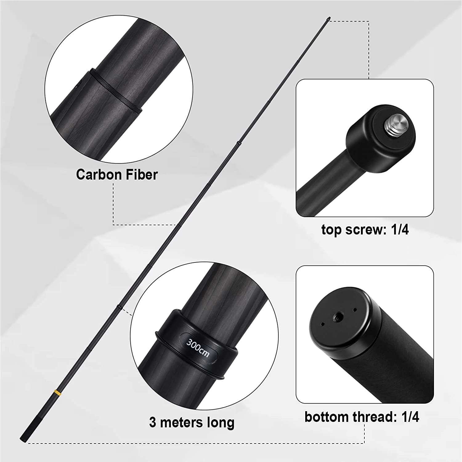 3M 100% True Carbon Fiber Extendable Invisible Selfie Stick for Insta360 Insta 360 ONE X3 X2 ONE RS ONE R ONE X Accessories for Gopro Max Panoramic Camera  Lamgend   