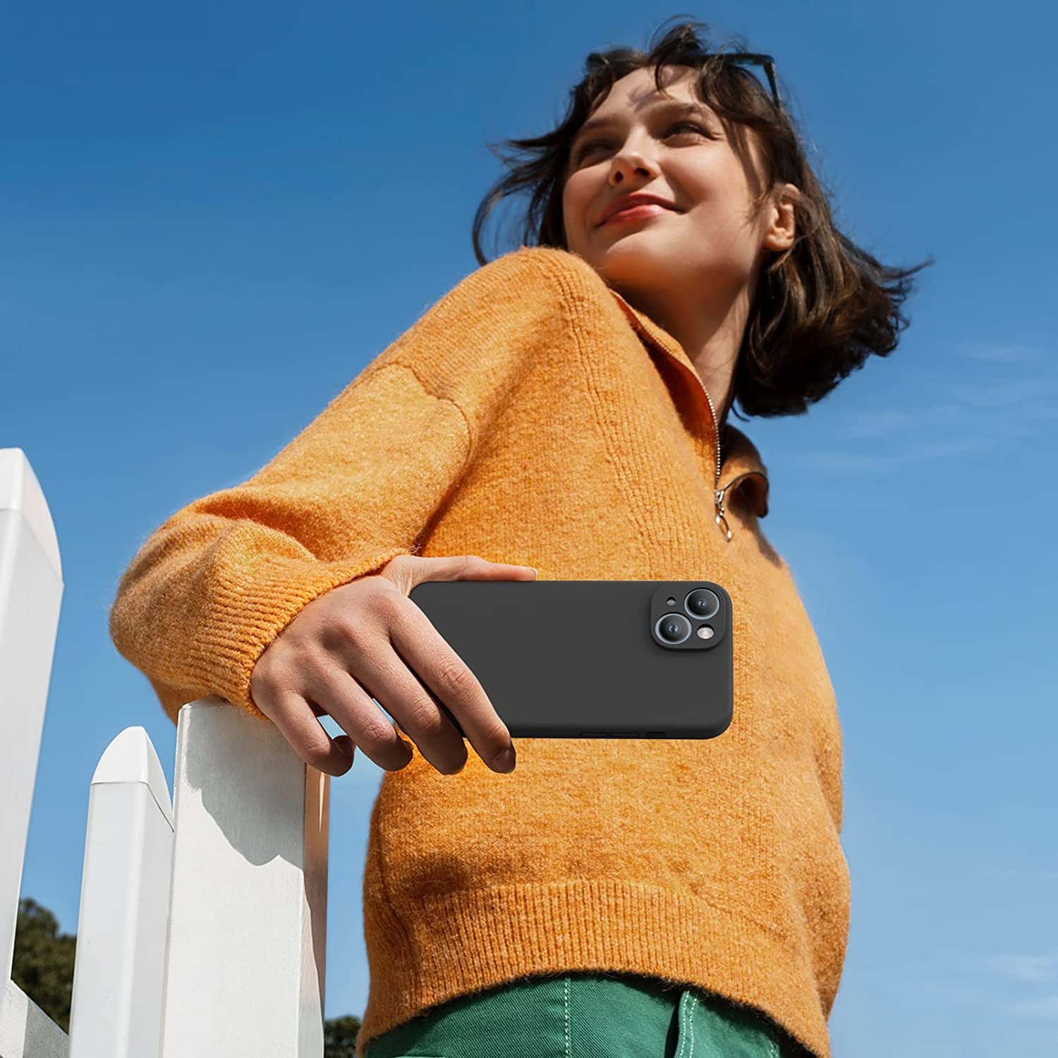 Miracase Designed for Iphone 14 Case with Screen Protector,[Upgraded Enhanced Camera Protection],Shockproof Liquid Silicone Case with Microfiber Lining, 6.1 Inch,Black  Miracase   