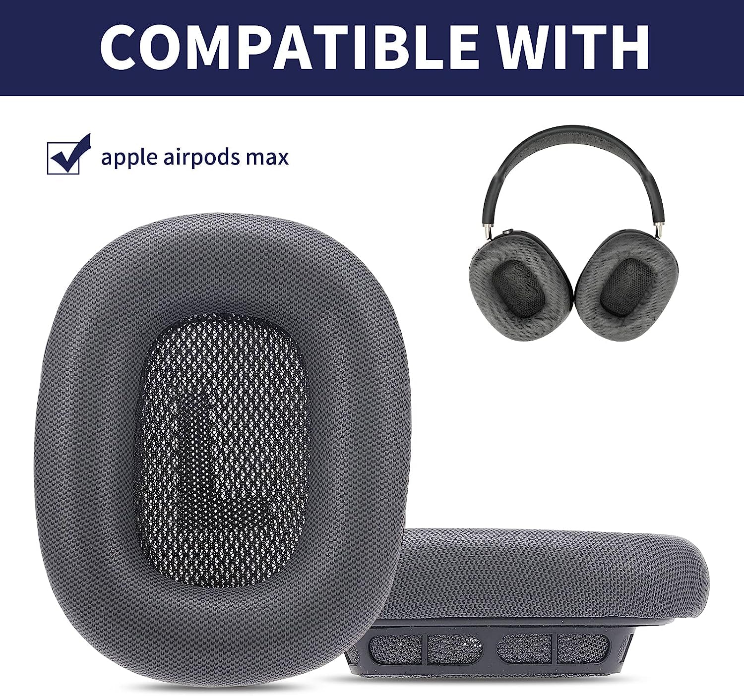 Damex Replacement Earpads for Apple Airpods Max Headphone, Protein Leather Ear Cushion (Gray)  amdjhiu n   