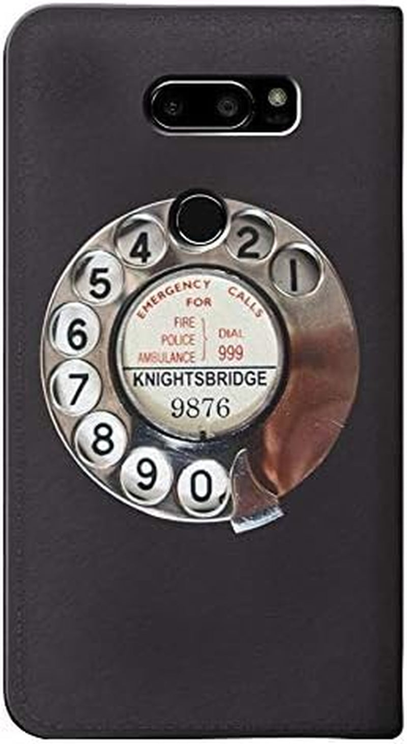 RW0059 Retro Rotary Phone Dial on PU Leather Flip Case Cover for LG V30, LG V30 Plus, LG V30S Thinq, LG V35, LG V35 Thinq  jjphonecase   