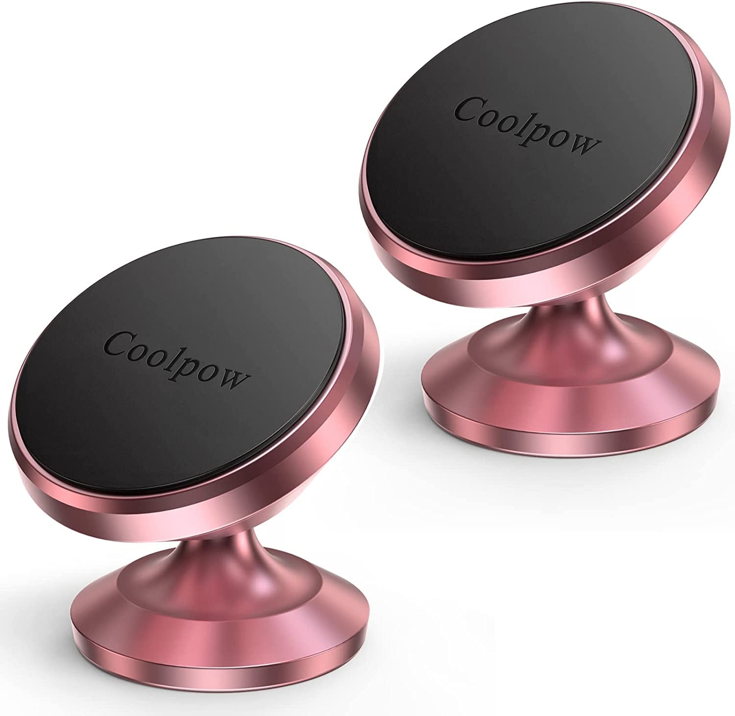 【2-Pack】Magnetic Phone Holder for Car, [ Super Strong Magnet ] [ with 4 Metal Plate ] Iphone Magnetic Car Mount for Cell Phone, [ 360° Rotation ] Universal Dashboard Car Mount Fits All Smartphones  Coolpow   