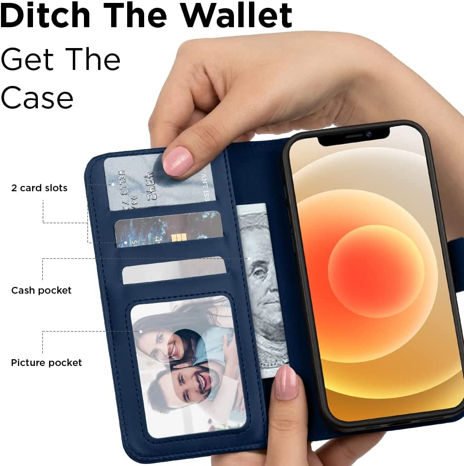 Iato Iphone 13 Pro Max Wallet Case. Magsafe Compatible Detachable PU Leather Folio Cover. Landscape Stand & RFID Card Protective Flip Removable Accessory for Iphone 13 Pro Max (2021) 6.7-Inch [Blue]  iATO   