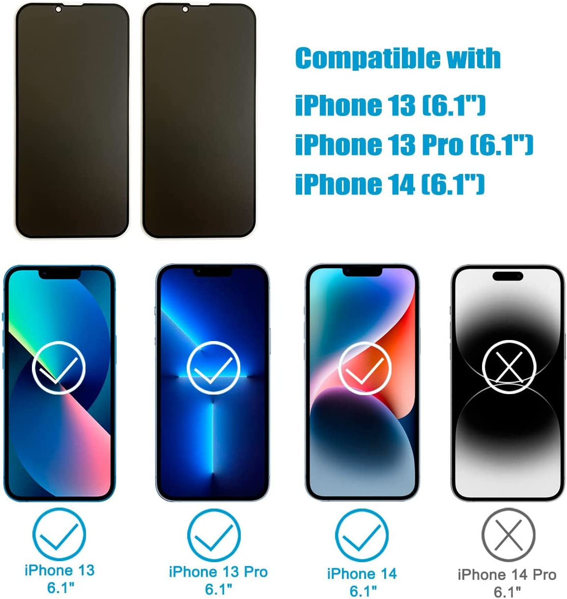 SOOPUR [2 Pack Matte Privacy Screen Protector for Iphone 13/Iphone 14/Iphone 13 Pro, Anti-Glare Anti-Spy Tempered Glass Film 6.1 Inch, Rounded Edge Full Coverage, Smooth & Sensitive Touch  SOOPUR   